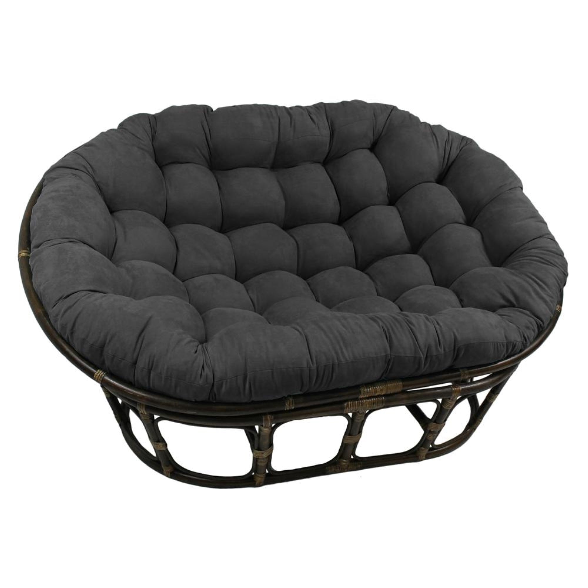 65-inch by 48-inch Solid Microsuede Double Papasan Cushion 93304-MS-GY