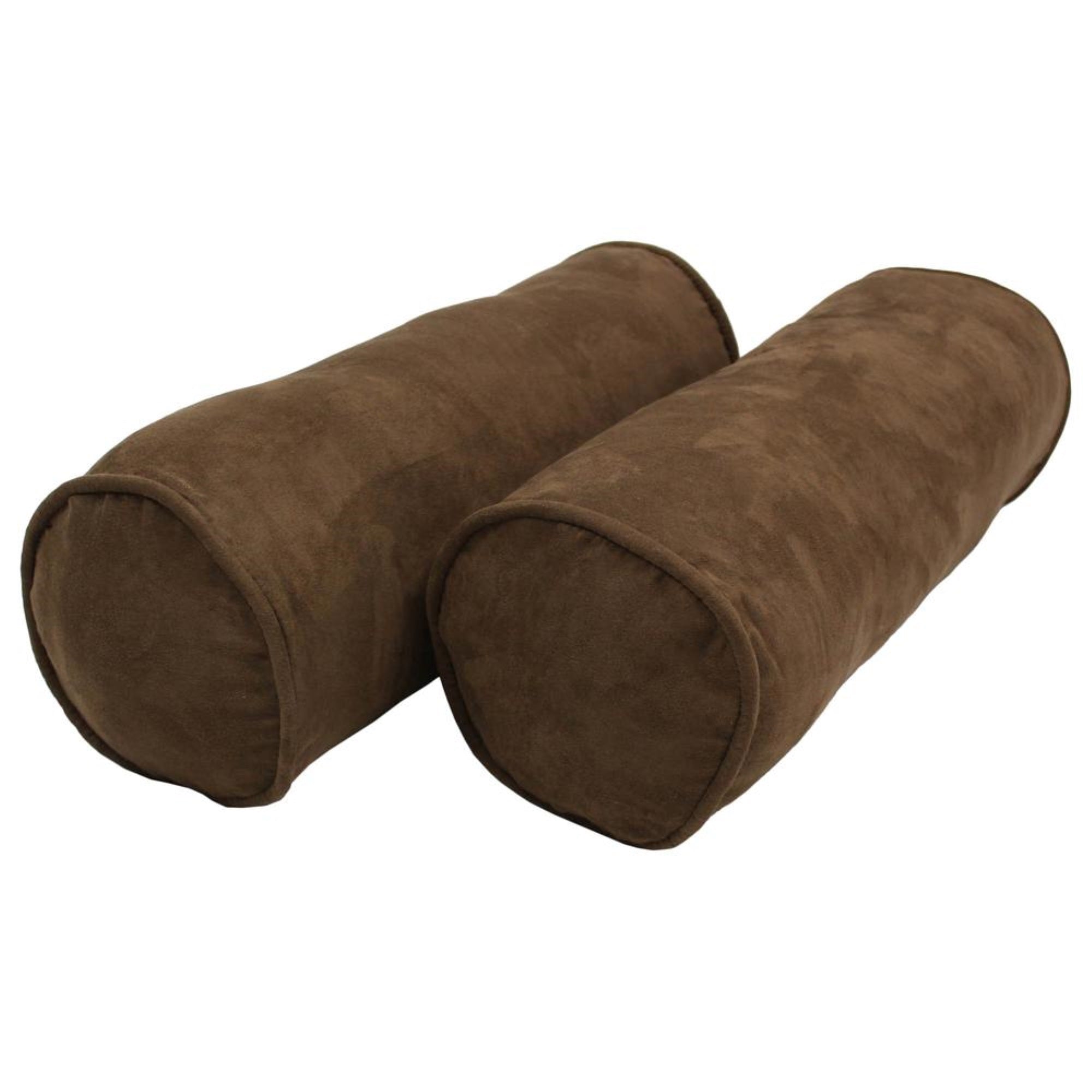 20-inch by 8-inch Double-corded Solid Microsuede Bolster Pillows with Inserts (Set of 2)  9814-CD-S2-MS-CH