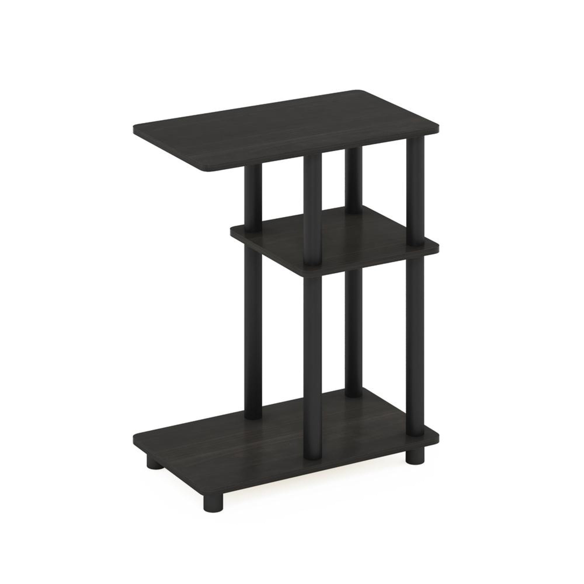 Furinno Turn-N-Tube C Shape Sofa Side Table, Espresso/Black