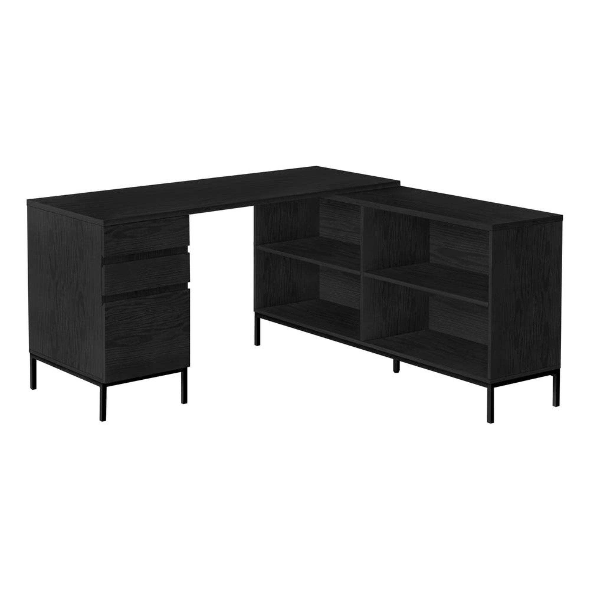 COMPUTER DESK - 60L / BLACK OAK L-SHAPED CORNER