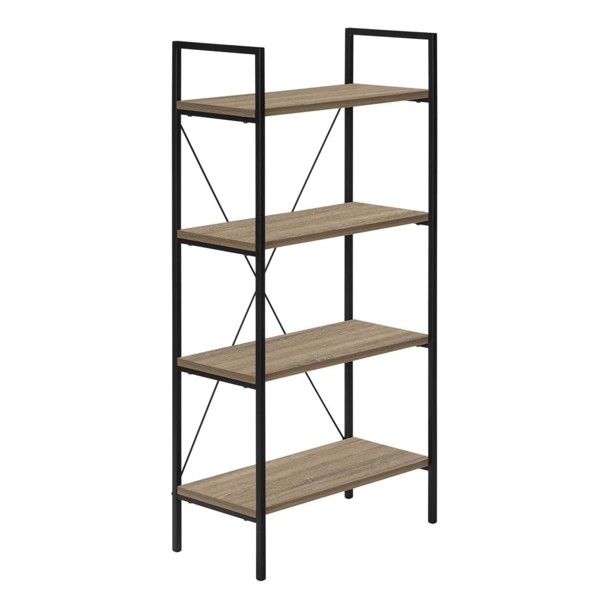 BOOKCASE - 48″H / DARK TAUPE / BLACK METAL