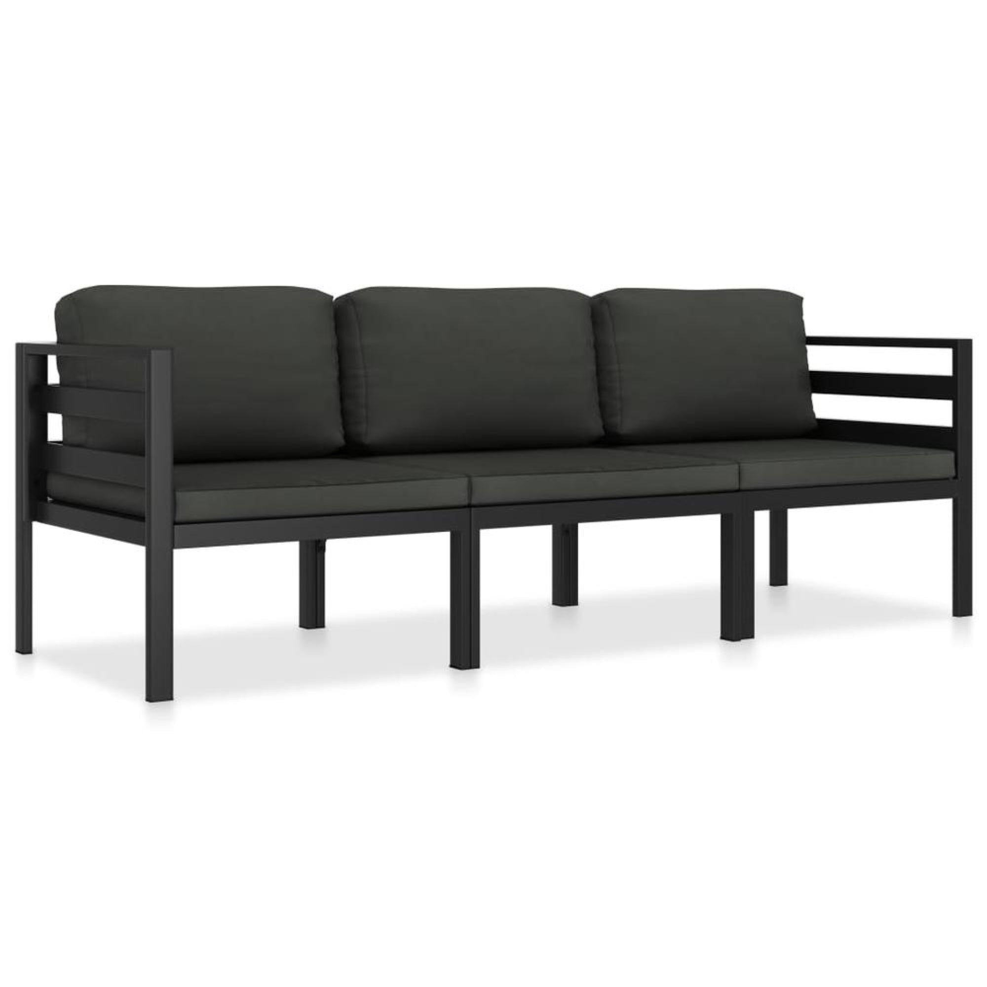 vidaXL 3 Piece Patio Lounge Set with Cushions Aluminum Anthracite, 49237