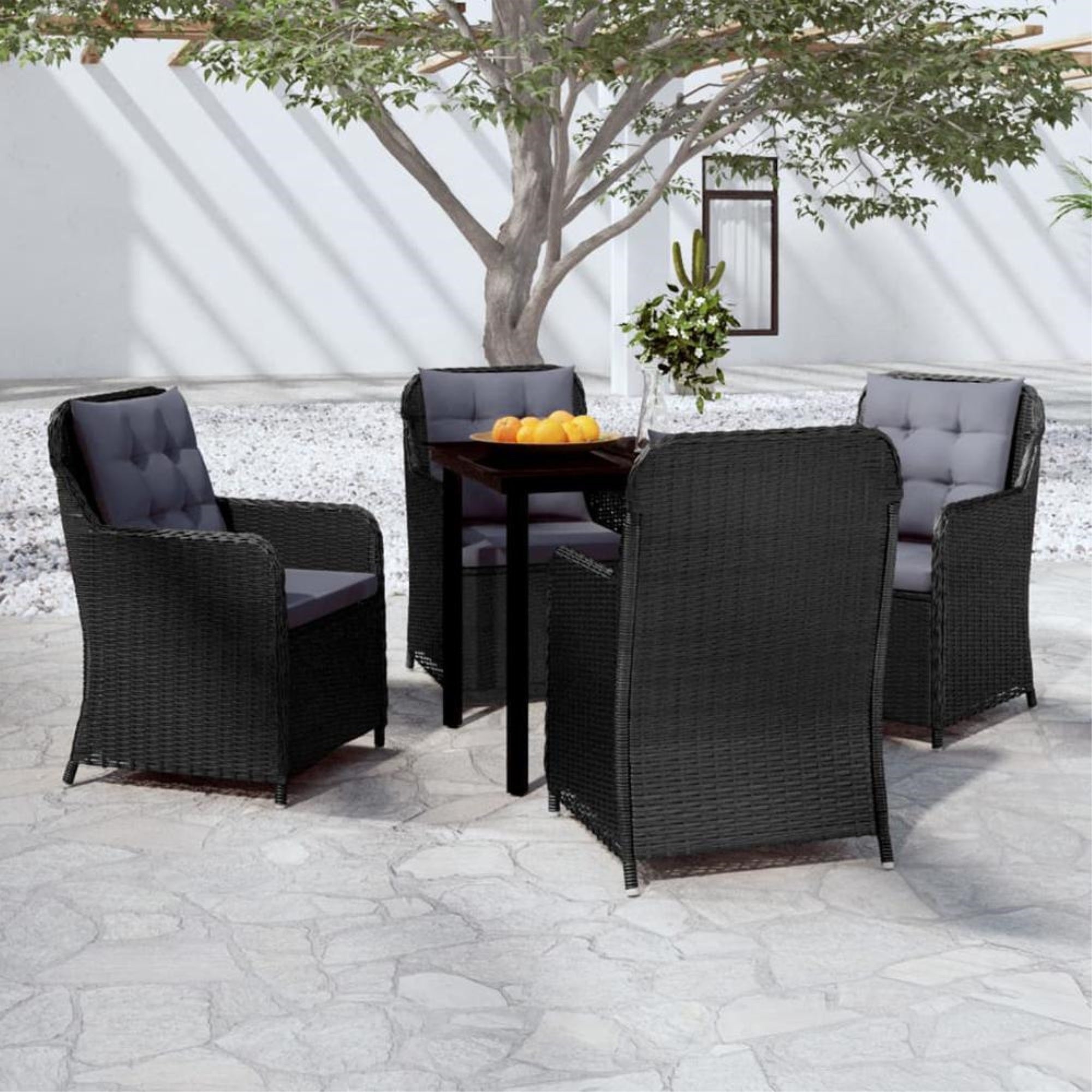 vidaXL 5 Piece Patio Dining Set Black, 3099560