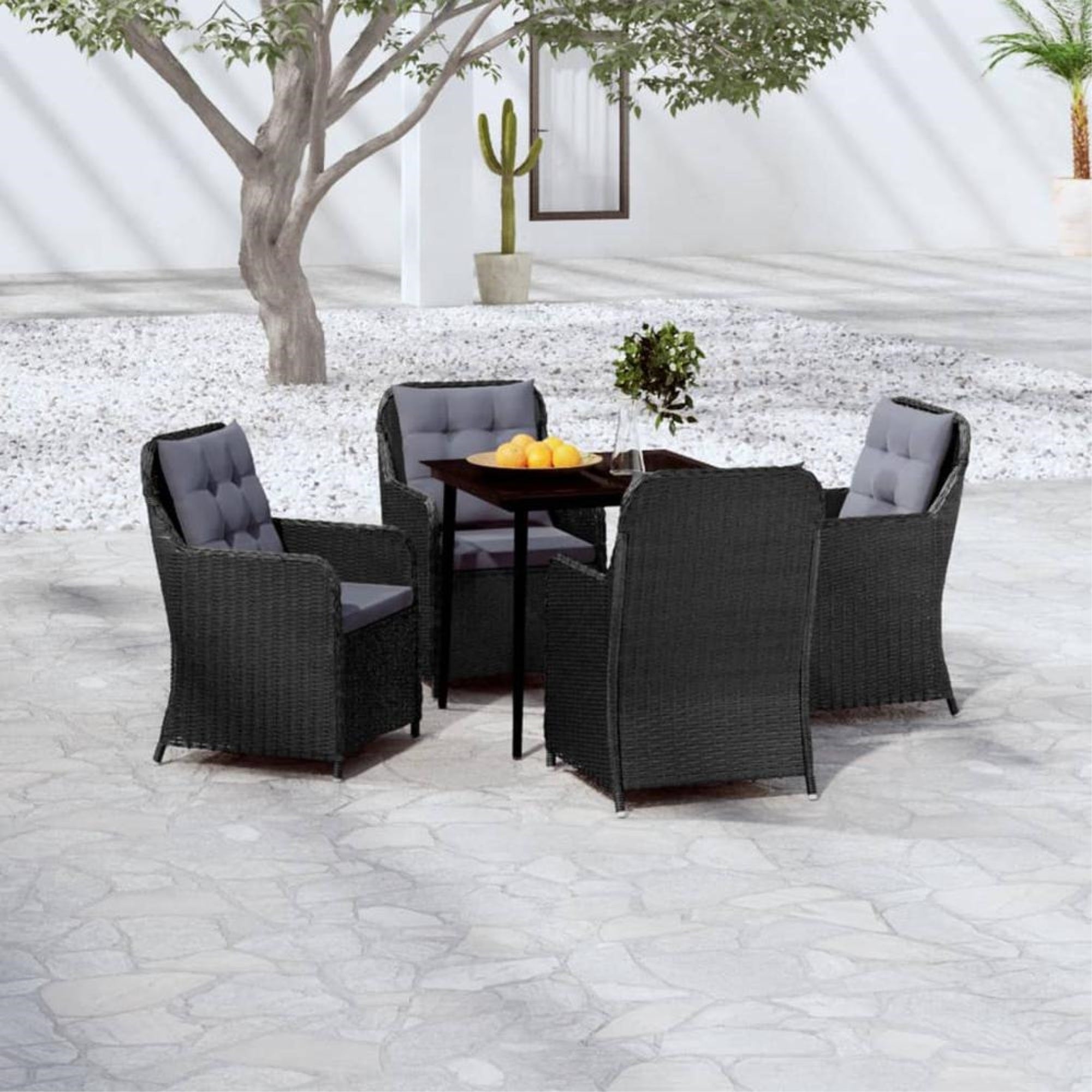vidaXL 5 Piece Patio Dining Set Black, 3099572