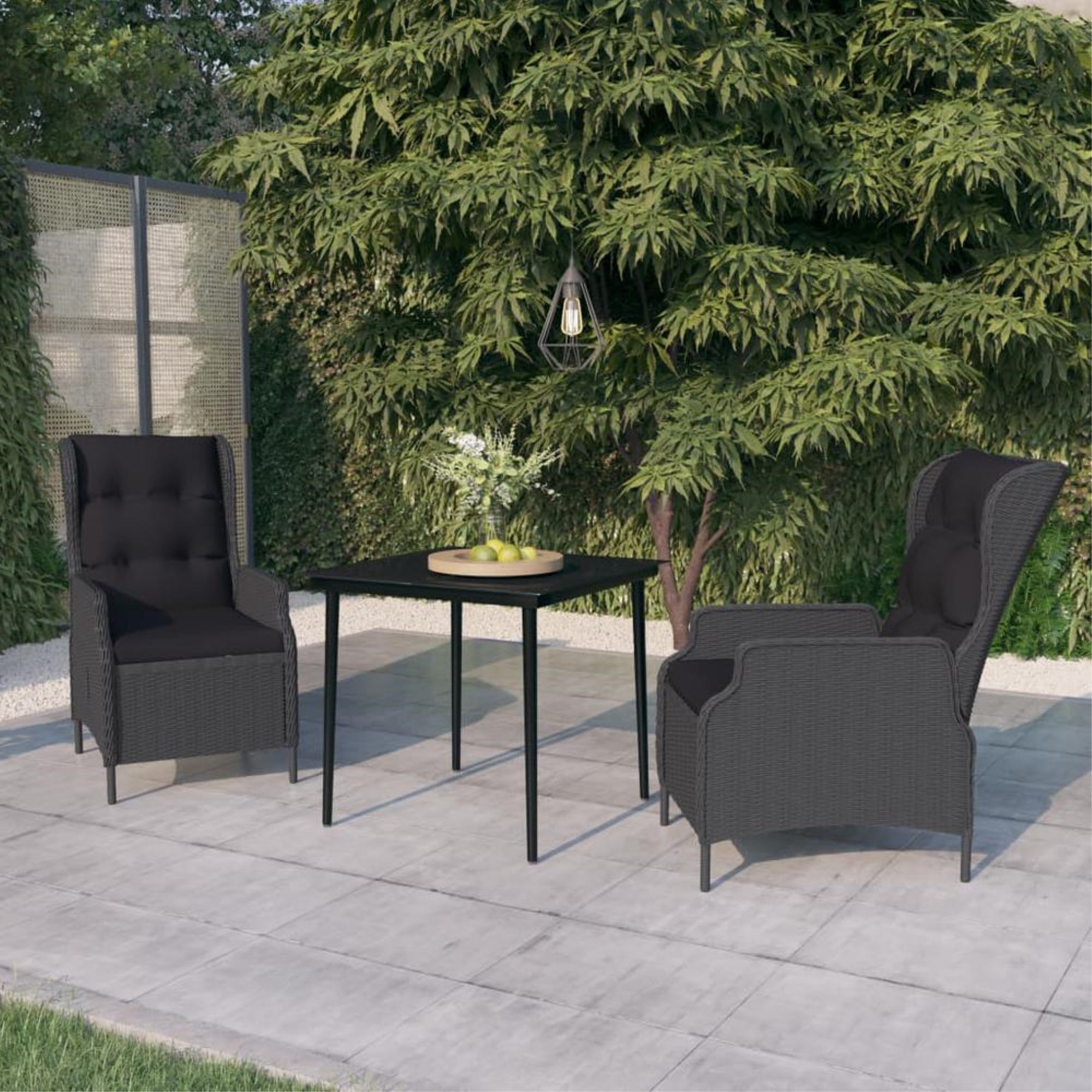 vidaXL 3 Piece Patio Dining Set Dark Gray, 3099655
