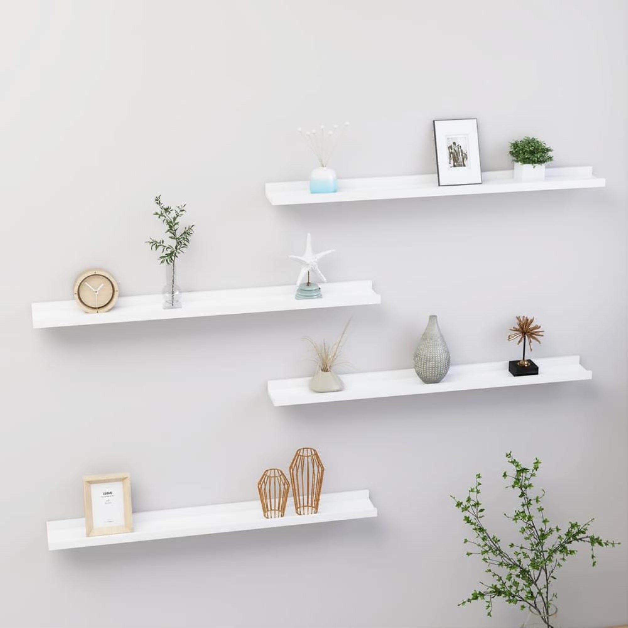 vidaXL Wall Shelves 4 pcs White 31.5x3.5"x1.2"