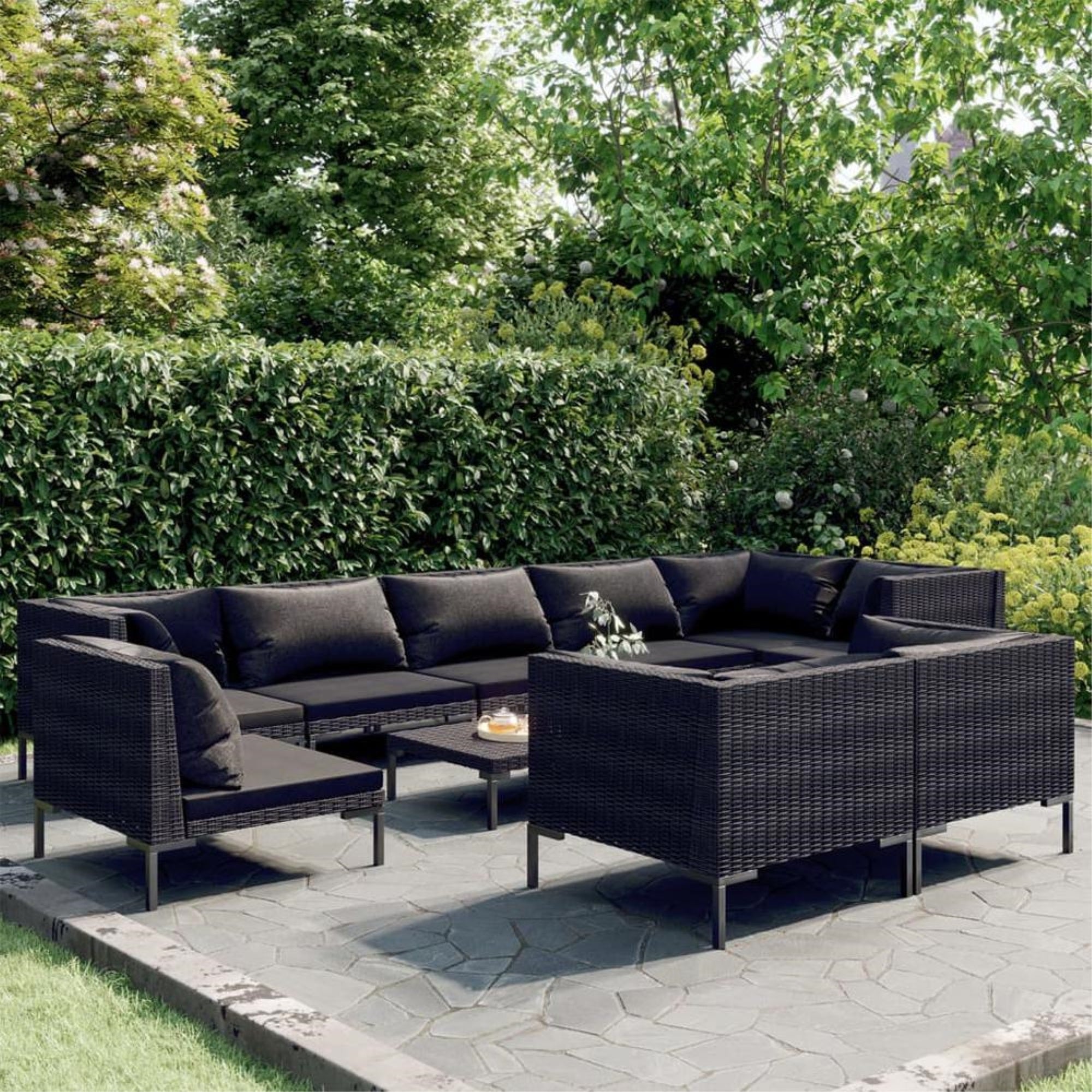vidaXL 4 Piece Patio Lounge Set with Cushions Aluminum Anthracite, 3107776