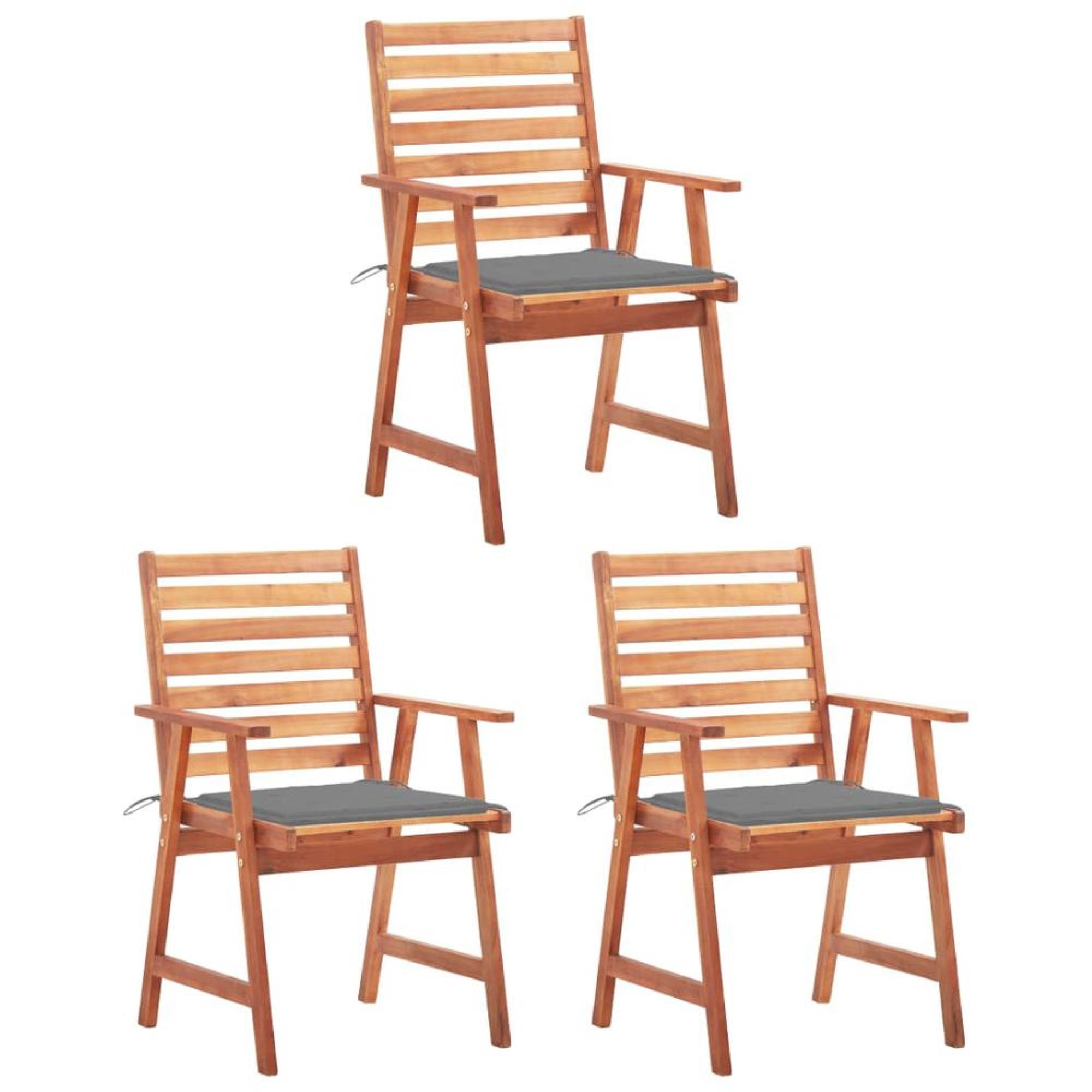 vidaXL Patio Dining Chairs 3 pcs with Cushions Solid Acacia Wood, 3064348