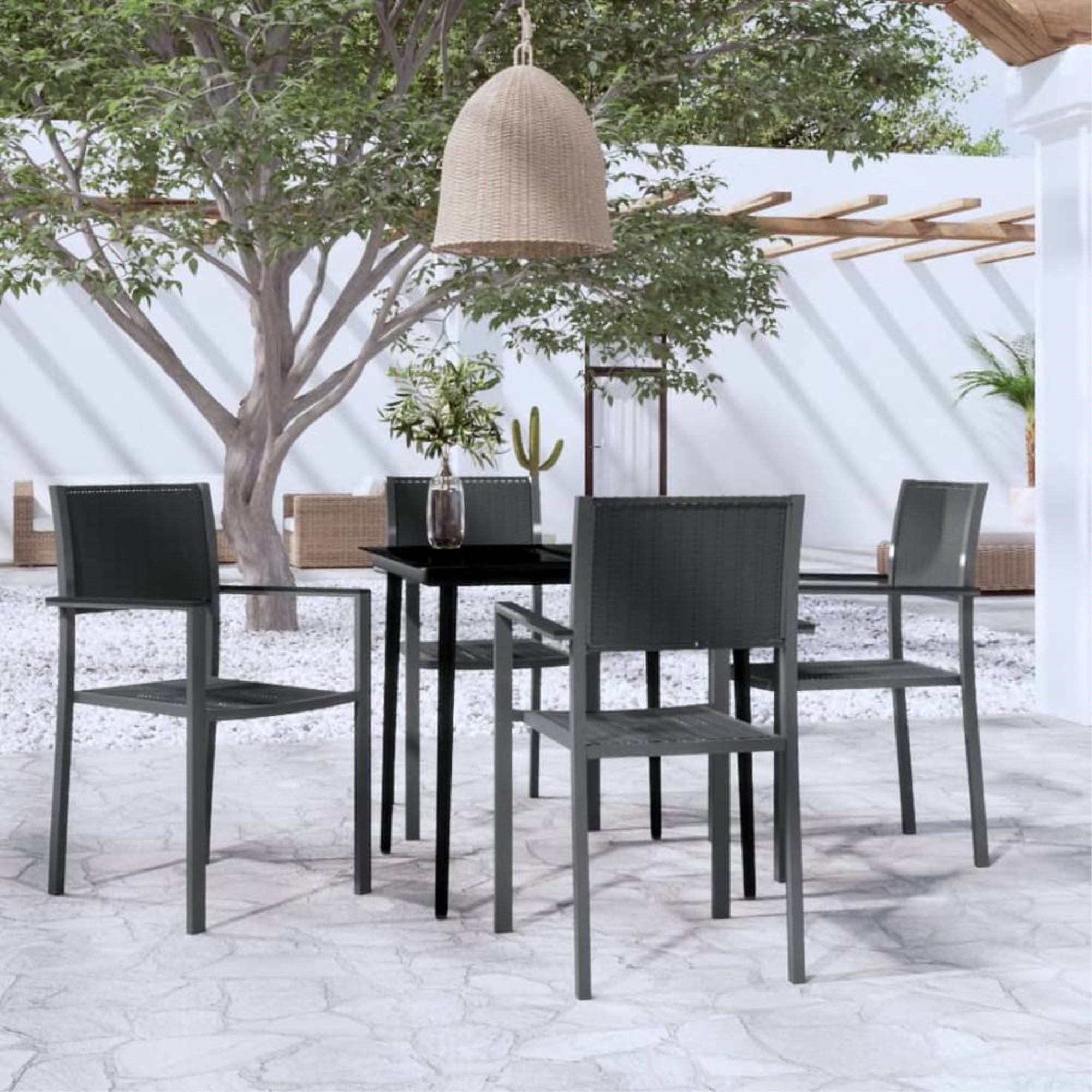 vidaXL 5 Piece Patio Dining Set Black, 3099276