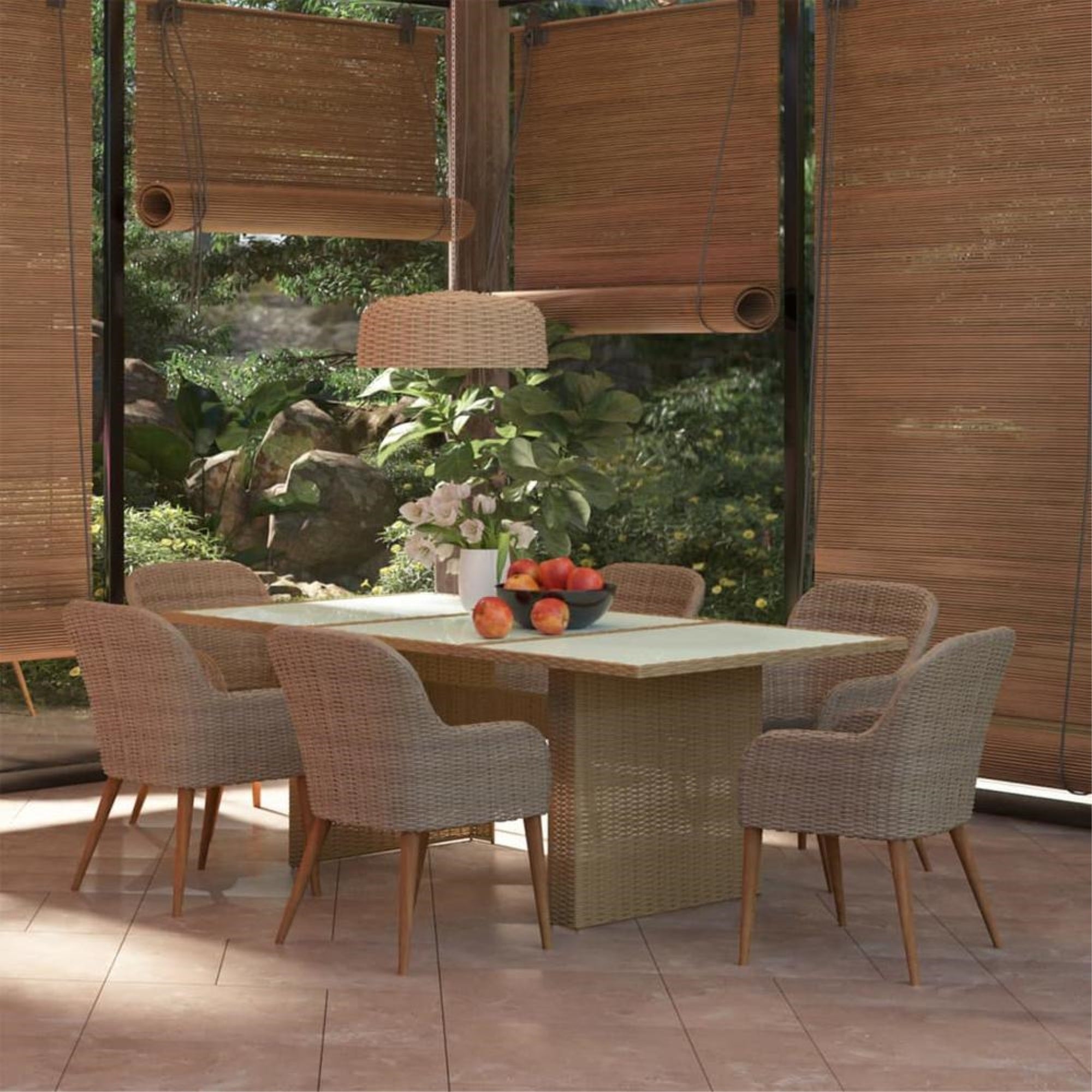 Dining Set Brown and Dark Grey