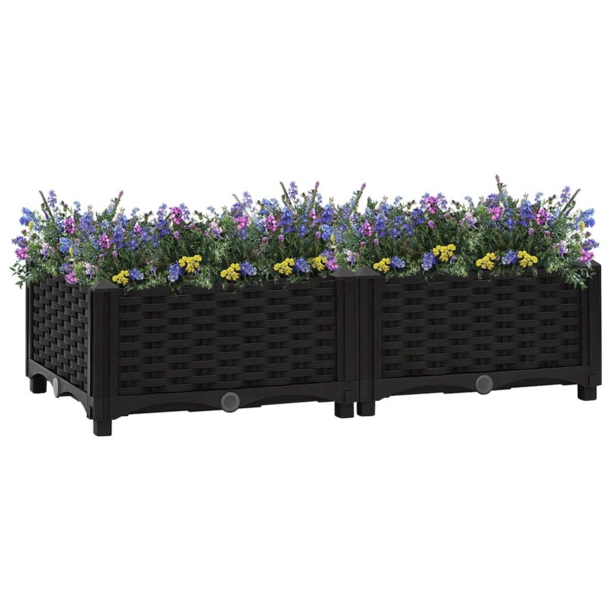 Raised Bed Black Polypropylene Medium Rectangular Minimalist