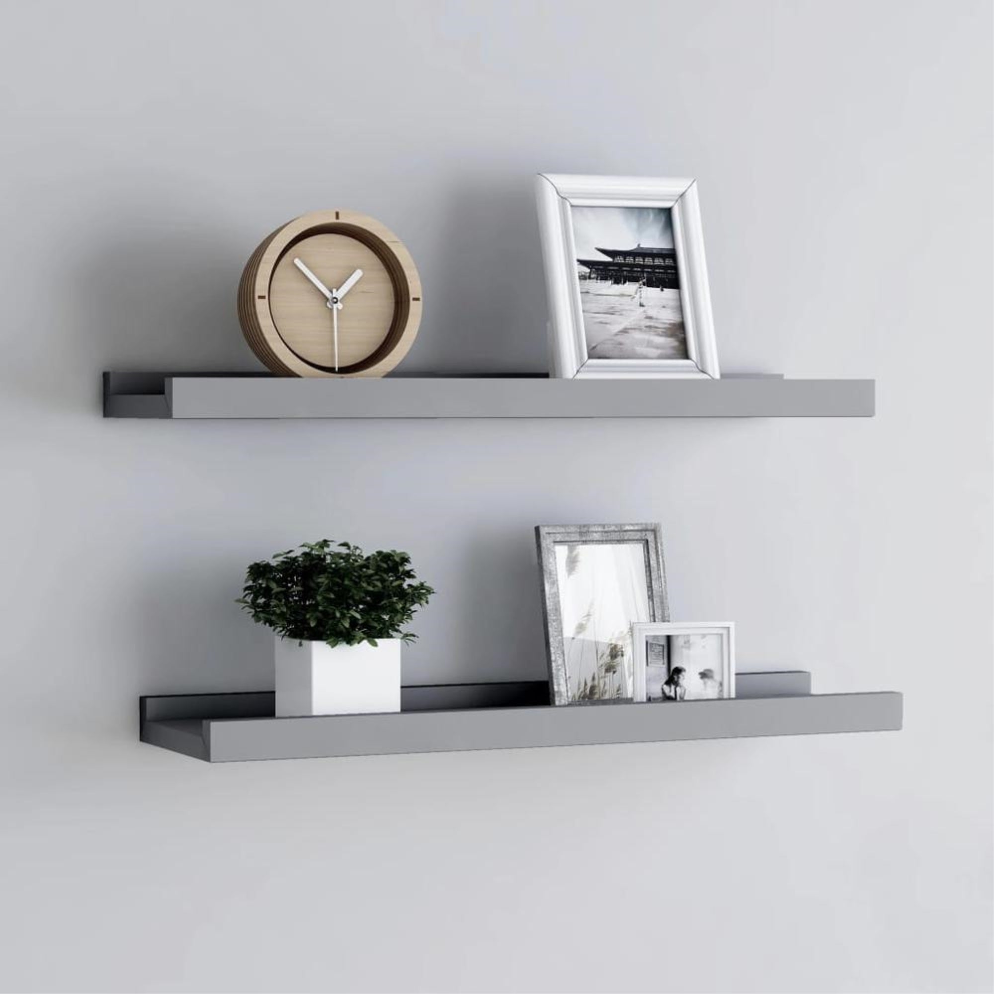 vidaXL Picture Frame Ledge Shelves 2 pcs Gray 15.7x3.5??1.2??MDF