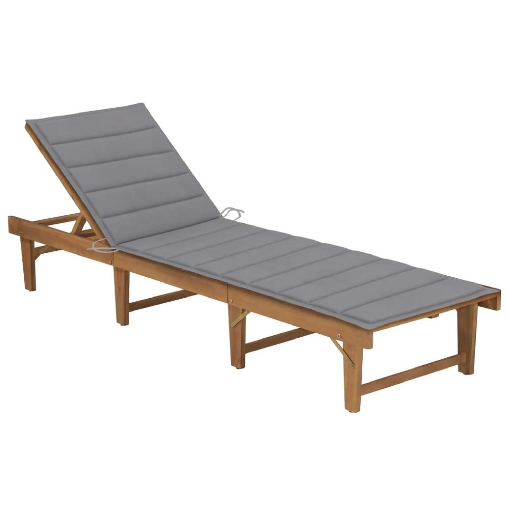 vidaXL Folding Sun Lounger with Cushion Solid Acacia Wood, 3064165