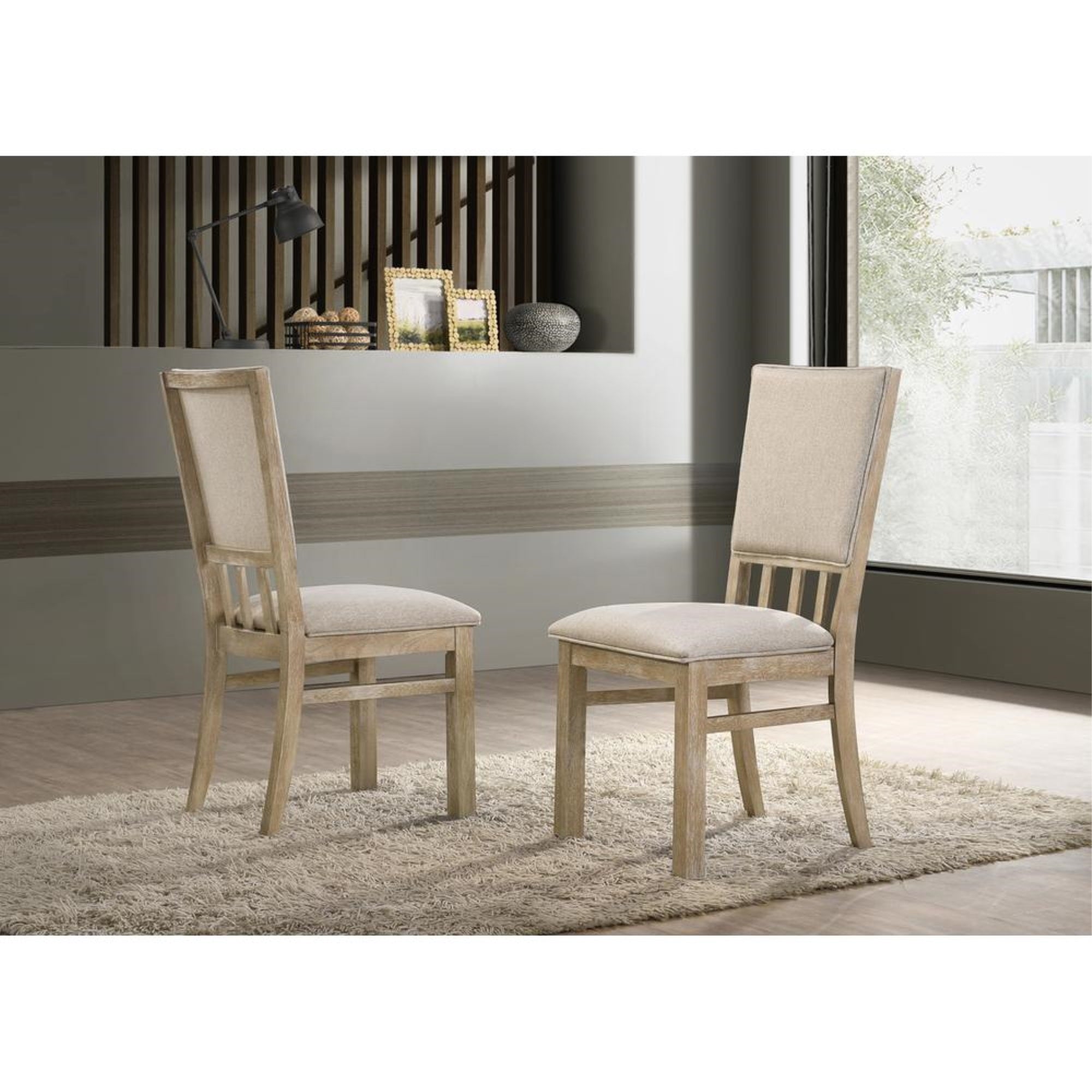 Brutus Set of 2 Reclaimed Wheat 19 Wide Contemporary Fabric Dining Chair