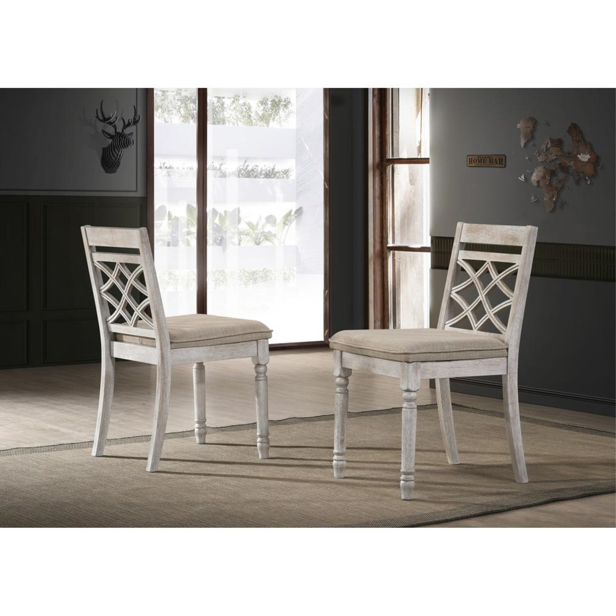 Havanna Set of 2 Off White 19 Wide Contemporary Fabric Chair with Cushion
