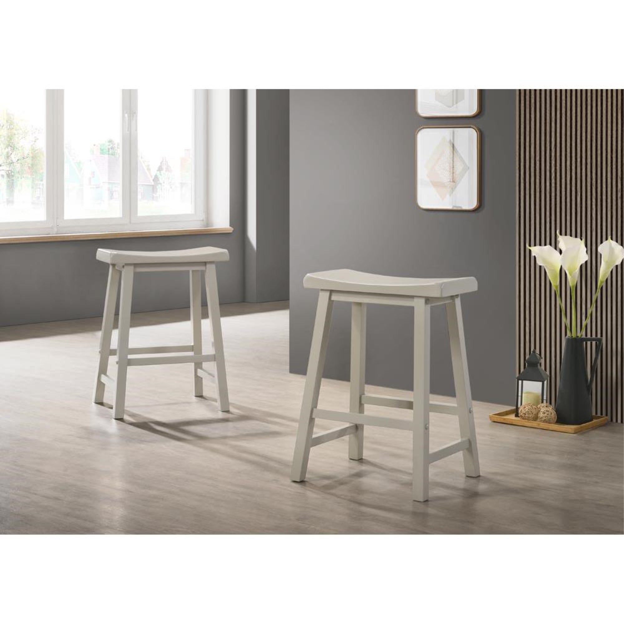 East West Furniture 5 Piece Dining Set - Cement Top Mid Century Modern Dining Table with Trestle Base and 4 Shitake Linen Fabric Kitchen Chairs - Wire Brushed Black Finish