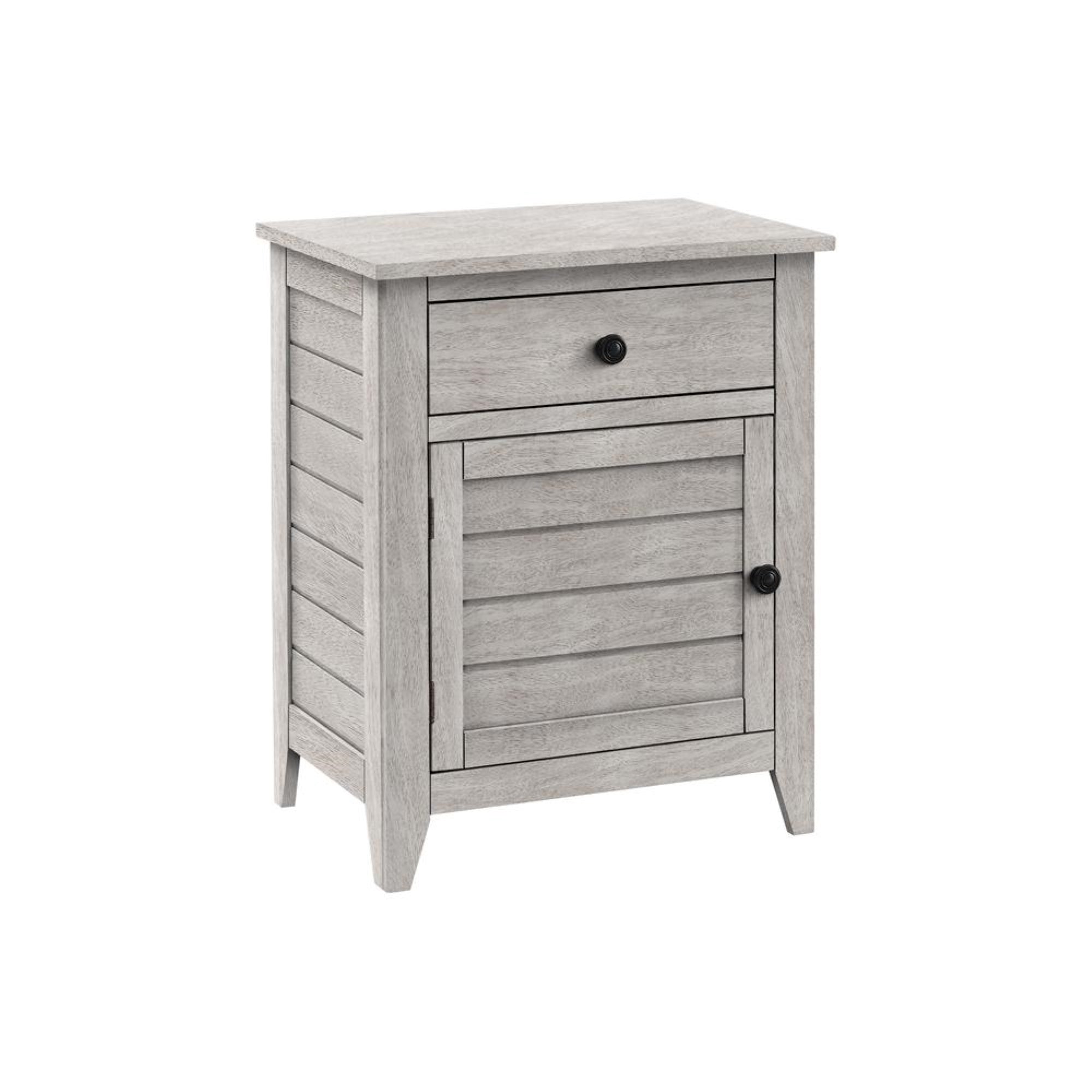 Accent Table, Nightstand, Storage Drawer, End, Side Table, Grey Veneer