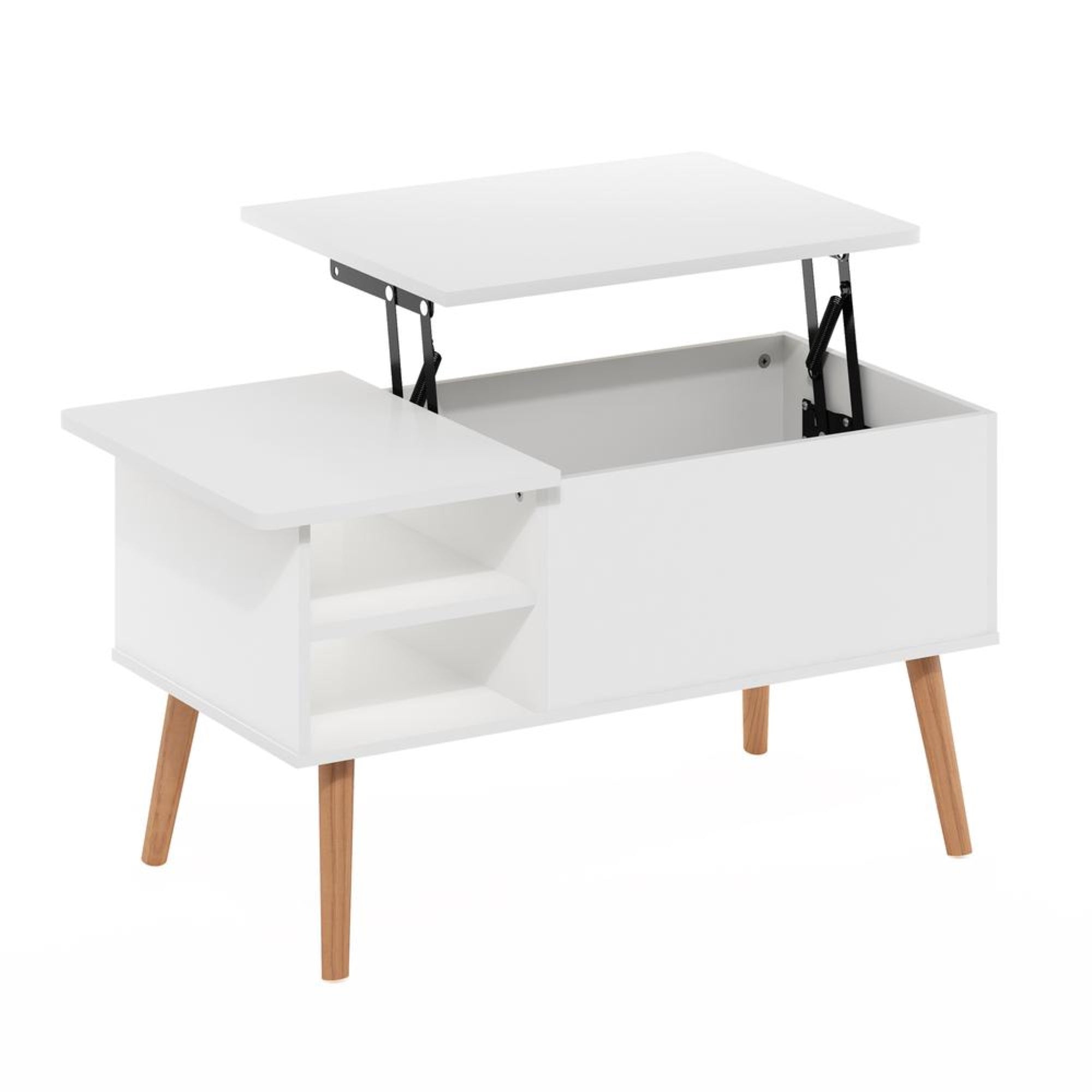 Jensen Coffee Table With Hidden Compartment and Side Open Storage Shelf