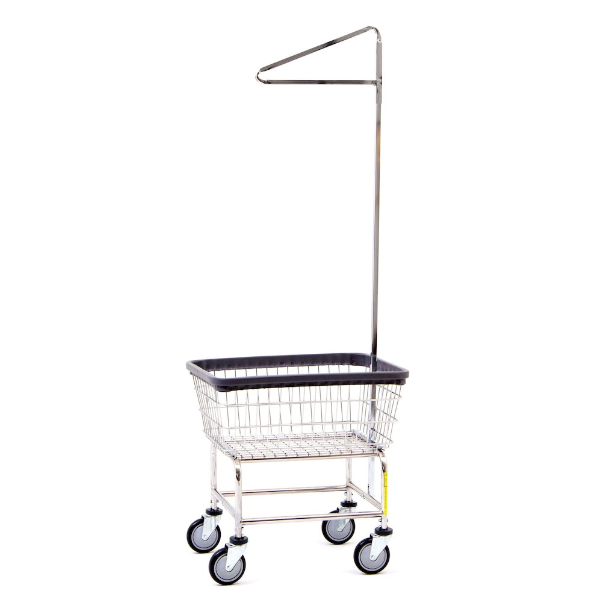 Wire Utility Cart with Single Pole Rack, 2.5 Bushel, Chrome