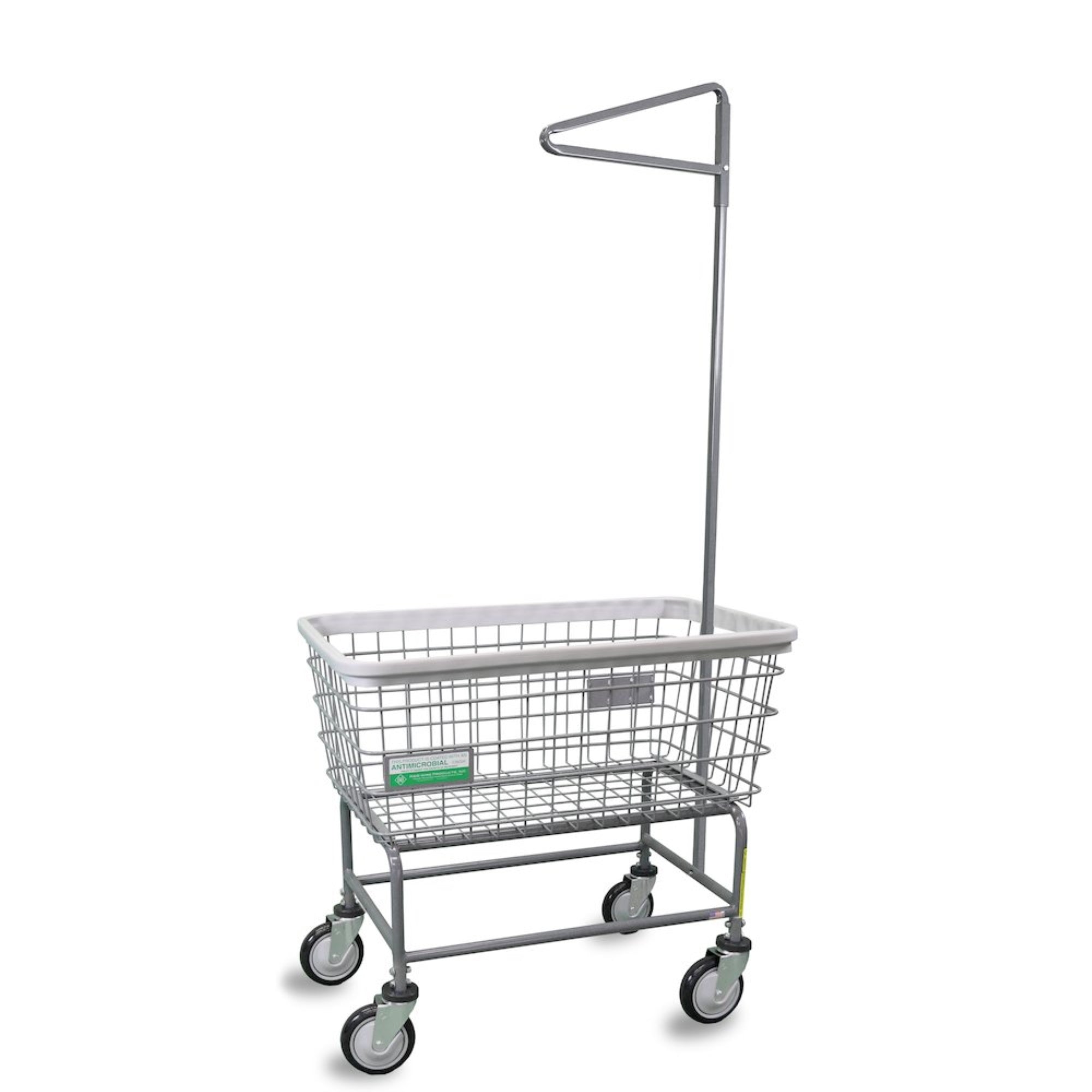 Antimicrobial Wire Utility Cart with Single Pole Rack, 4.5 Bushel
