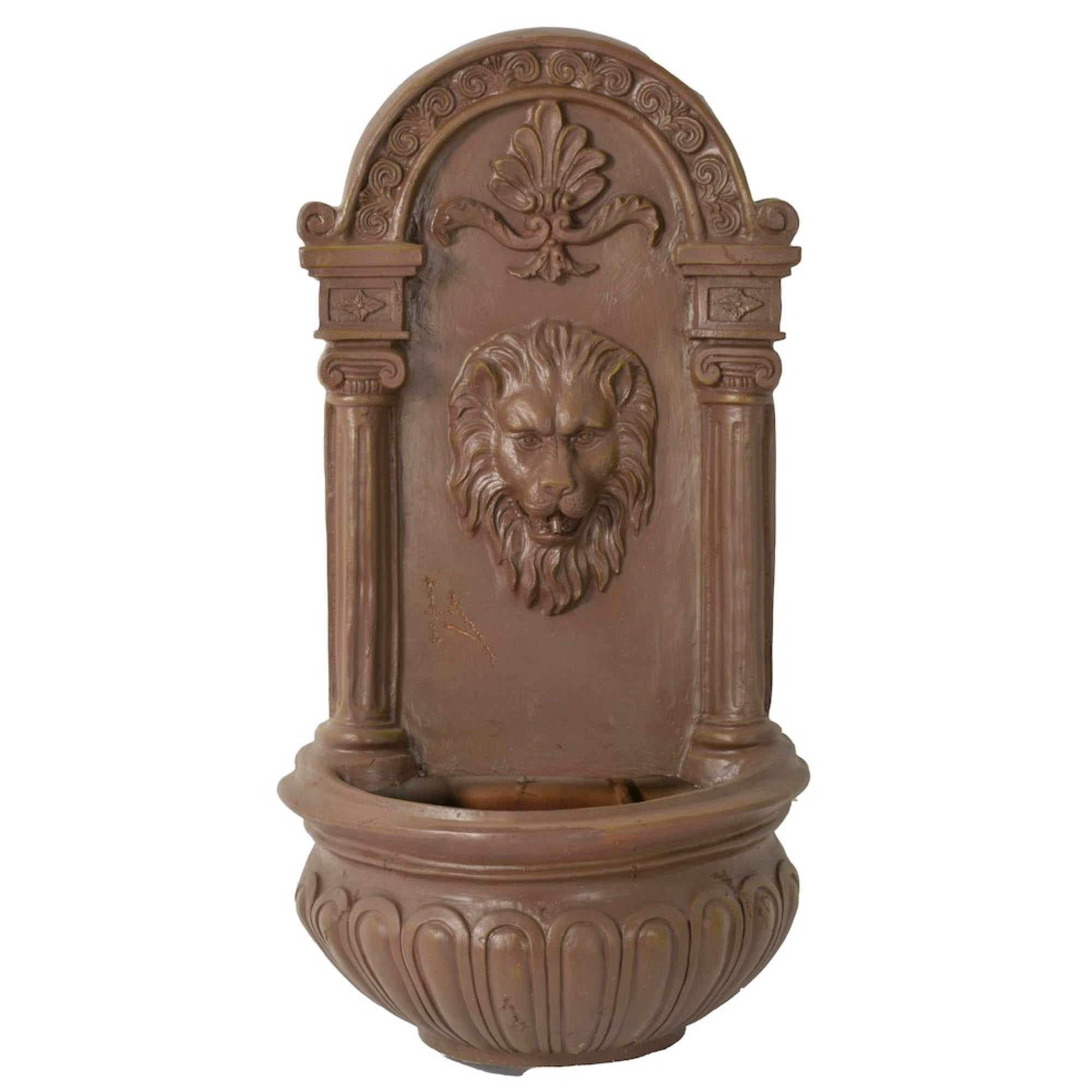 Terra Cotta Lion Hanging Wall Fountain