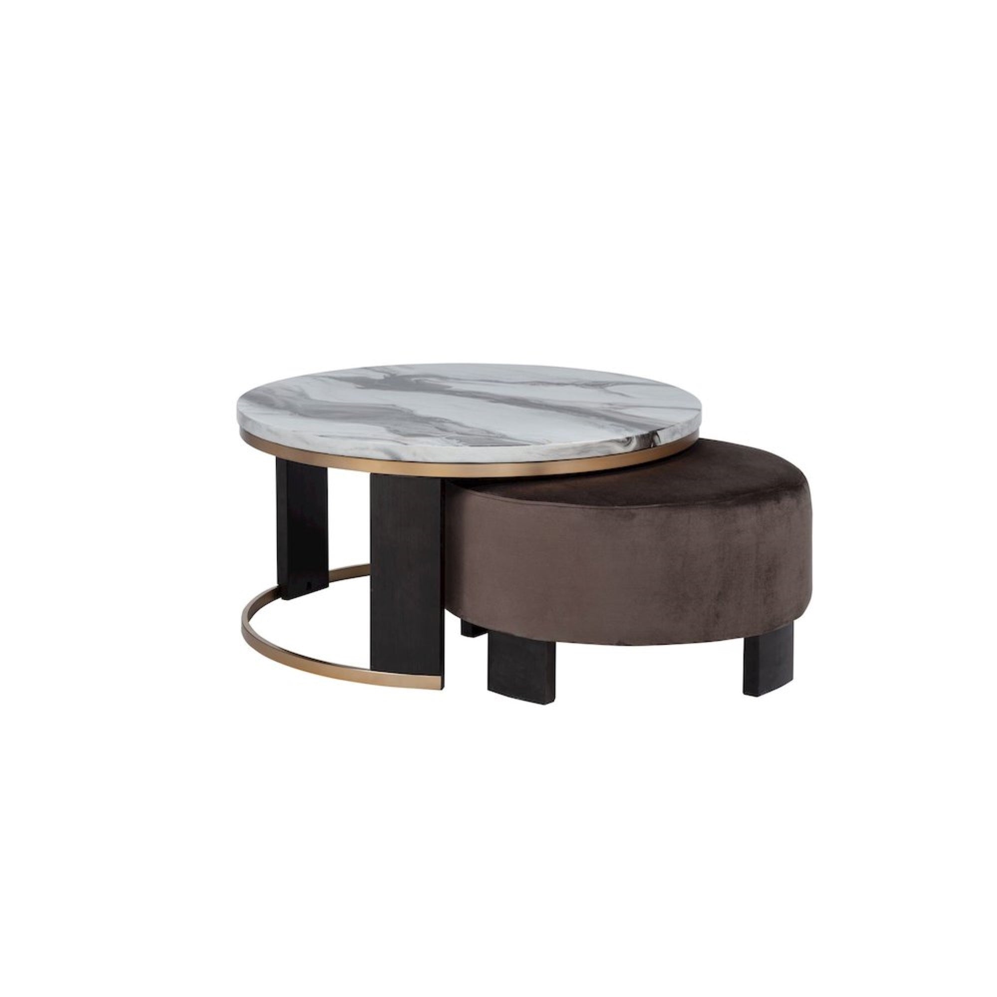 Tvano Coffee Table with Stool 2-Piece Set, Icelandic Ivory