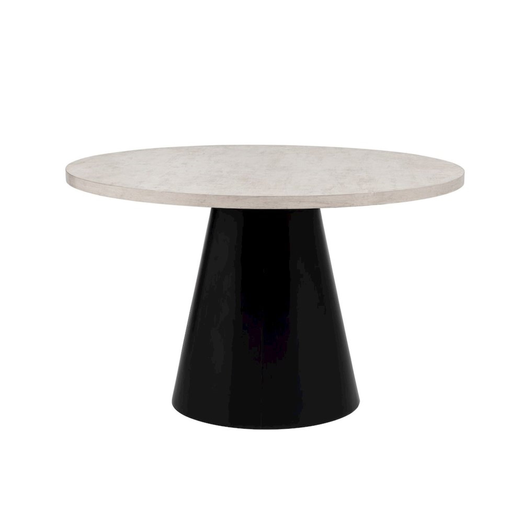 Timaro Transitional Round Dining Table with Pedestal Base, Beige/Black