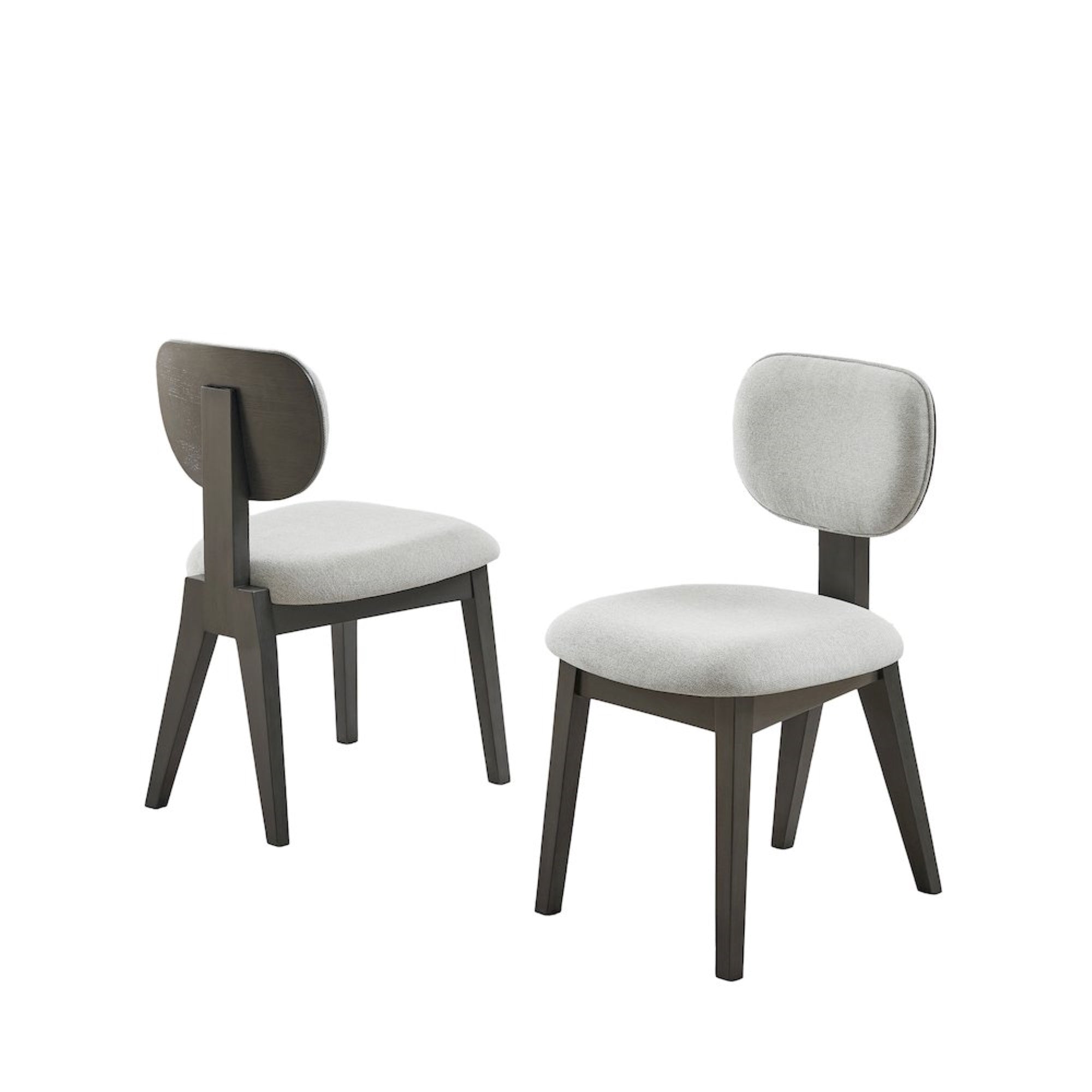 Valencia Set of 2 Light Gray Fabric Upholstered Dining Chairs with Wood Frame