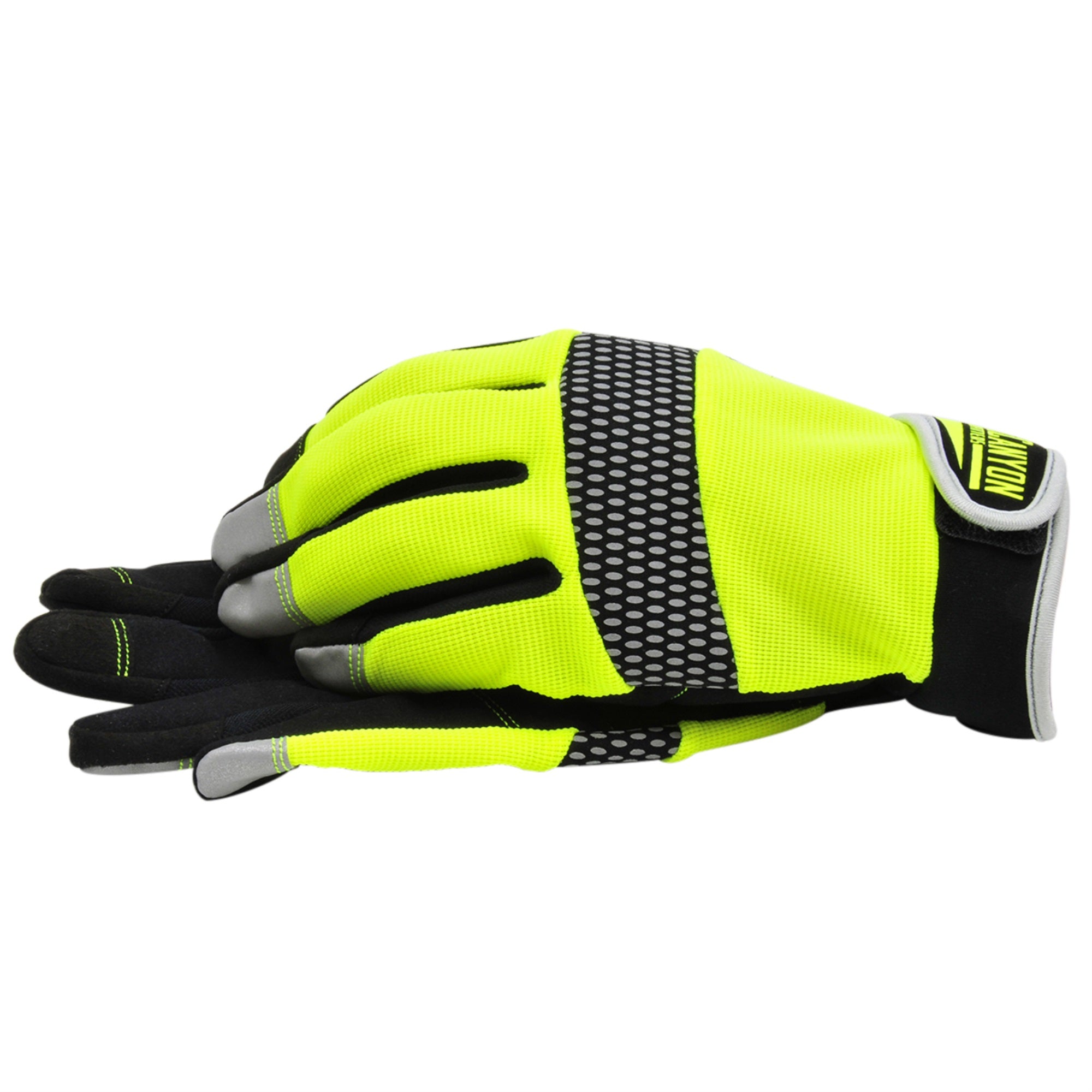 Black Canyon Outfitters Safety Work Gloves Hi-Vis Hi-Dex Leather W Neoprene Padding  Large