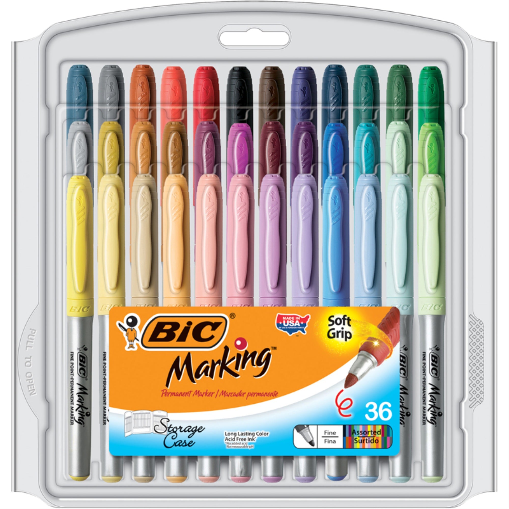 Markit Permanent Markers, Fine Point, Asstd Color, 36/pkg