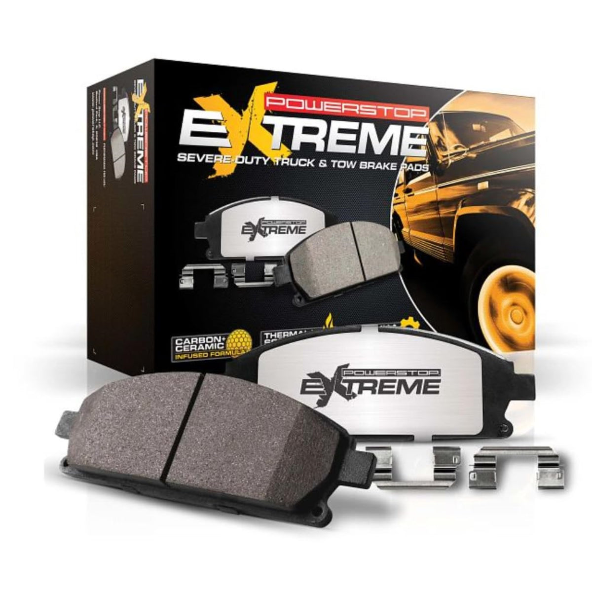 Power Stop Z36-1084 Front Z36 Truck And Tow Carbon-Fiber Ceramic Brake Pads For Chrysler Aspen Dodge Dakota Durango Ram 1500 Jeep J8 Mitsubishi Raider [Application Specific]