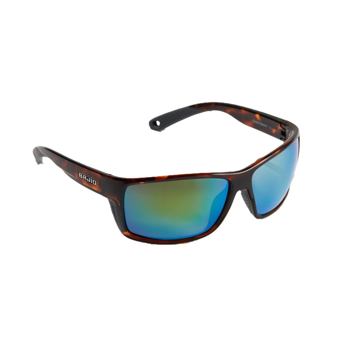 Bajio Bales Beach Frame In Brown Tortoise Gloss With Green Mirror Glass Lenses
