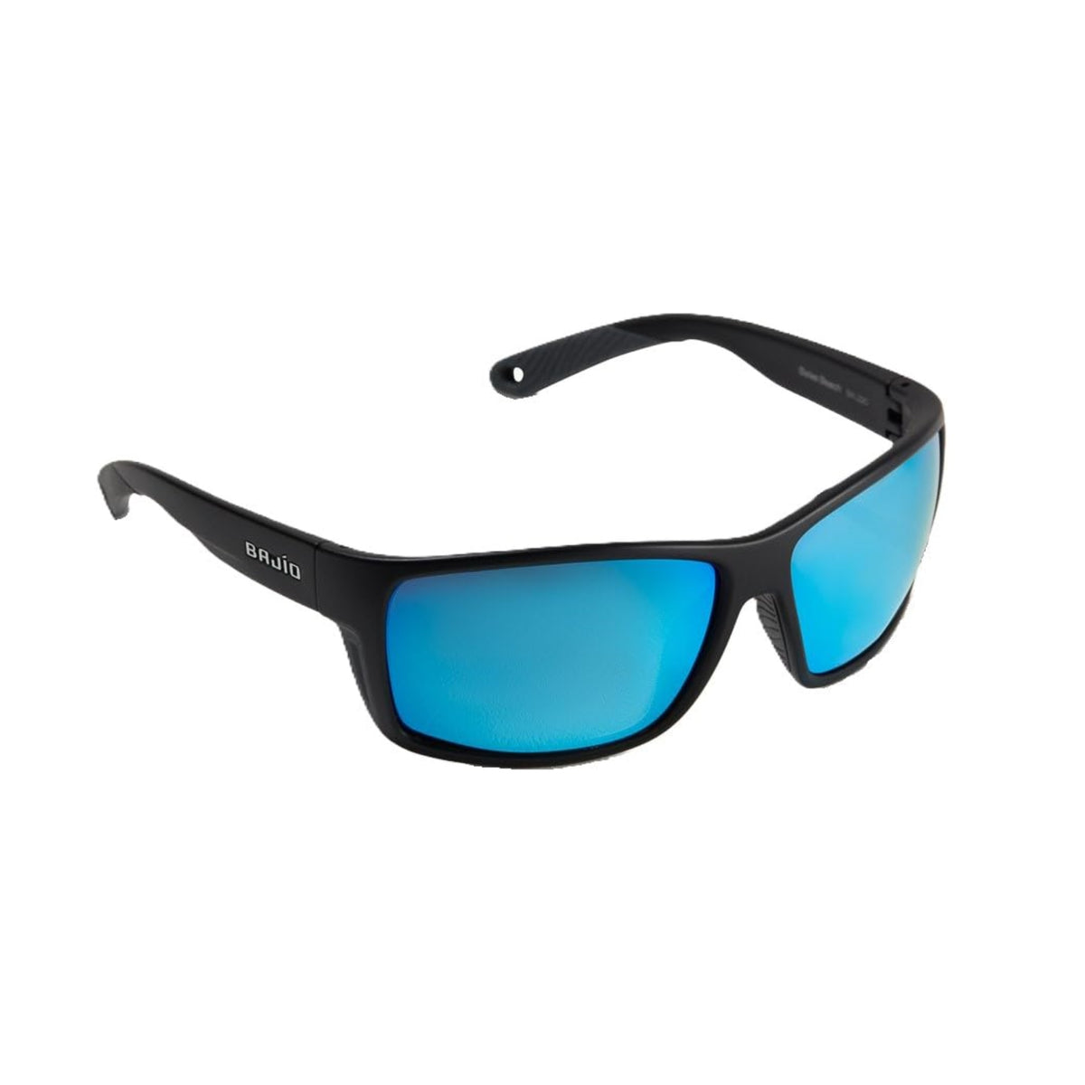 Bajio Bales Beach Frame In Black Matte With Blue Mirror Glass Lens