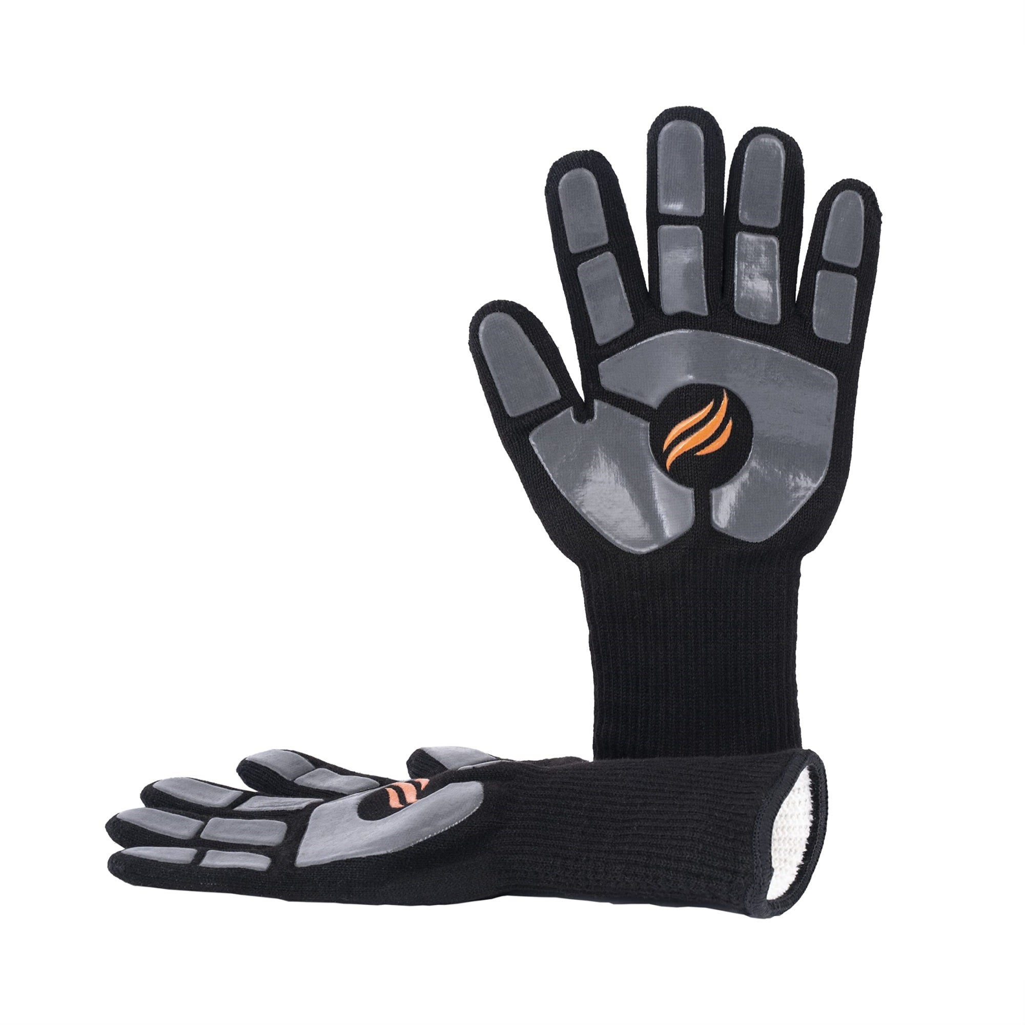 Blackstone 5558 Griddle Gloves With Silicone Palm Pads - Heat Resistant Up To 500 Degrees, Easy Grip For Indoor And Outdoor Cooking, Grilling, Baking, Fire Pit, Fryer, Oven, One Size, Black/Grey