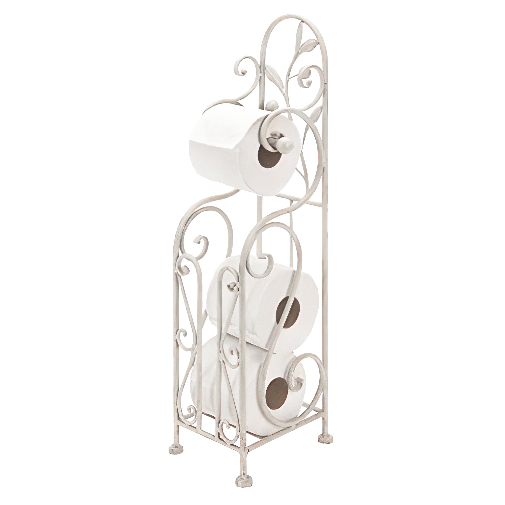Noe Benzara Classic Free standing Metal Toilet Paper Holder, Off White
