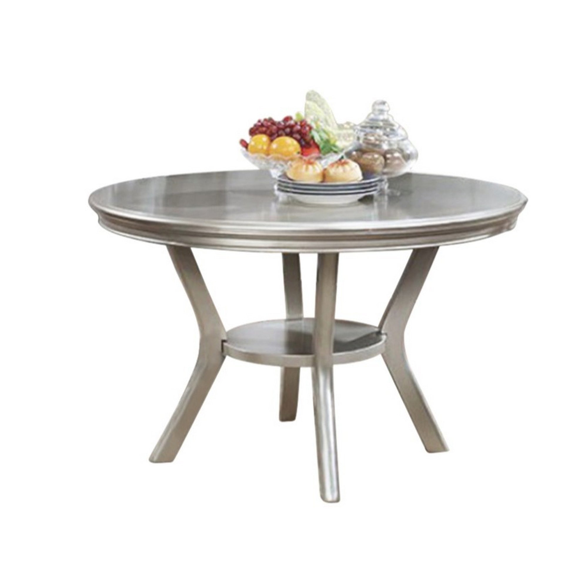 Amina Contemporary Round Dining Table, Champagne