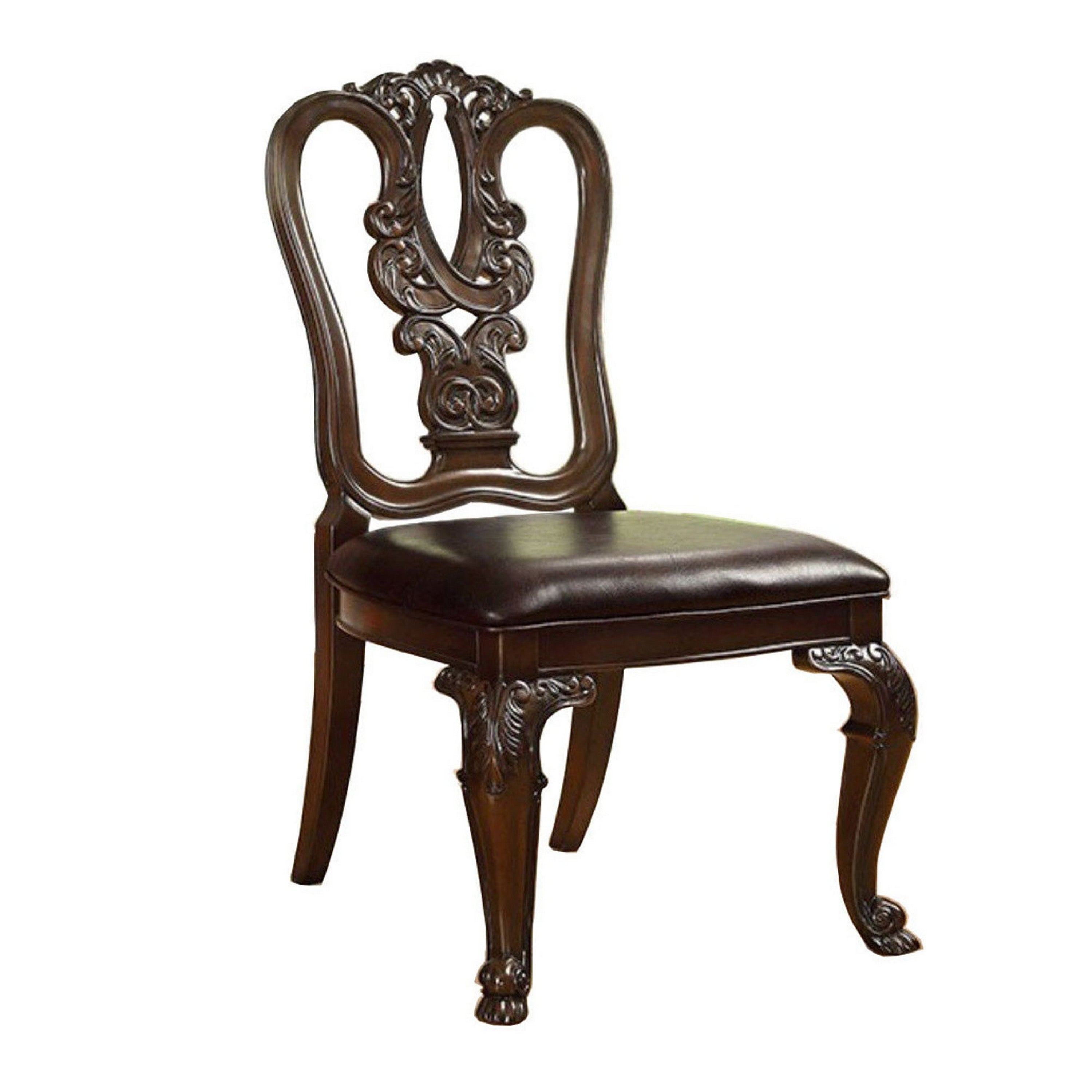 Bellagio Traditional Wooden Carving Side Chair, Set of 2