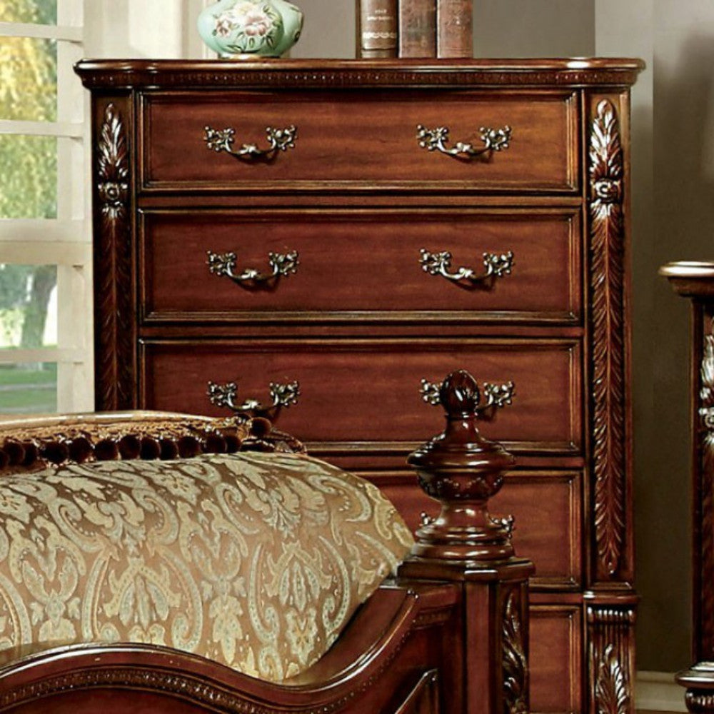 Traditional Wood Chest, Elegant Style, Cherry Brown