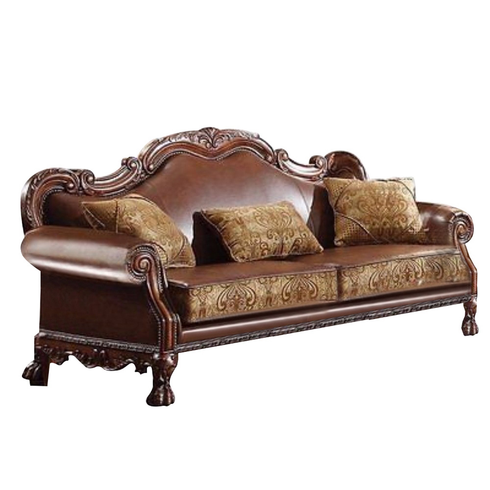 Dresden Sofa with 3 Pillows, Brown