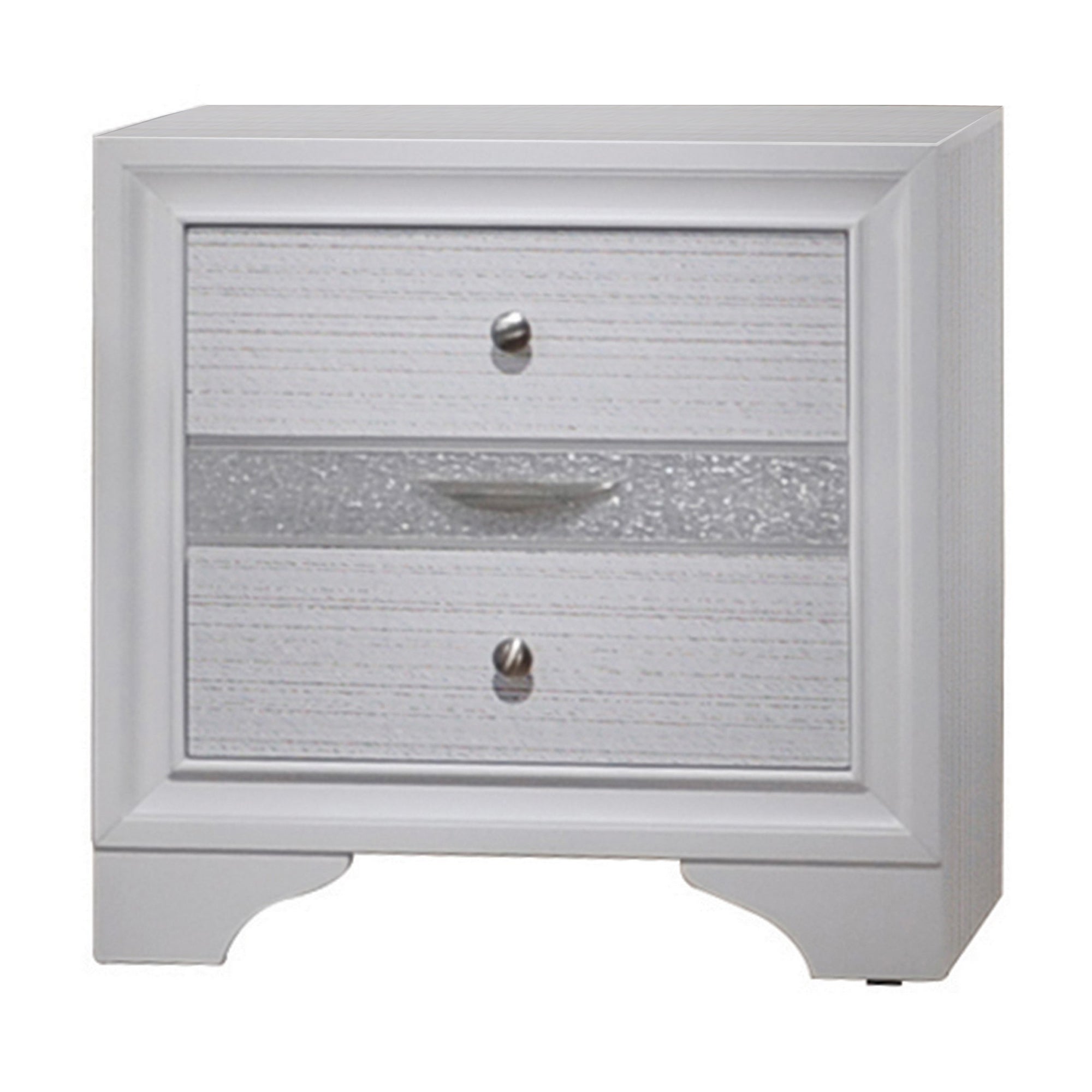 Stylish 3 Drawers Wood Nightstand By Naima , White
