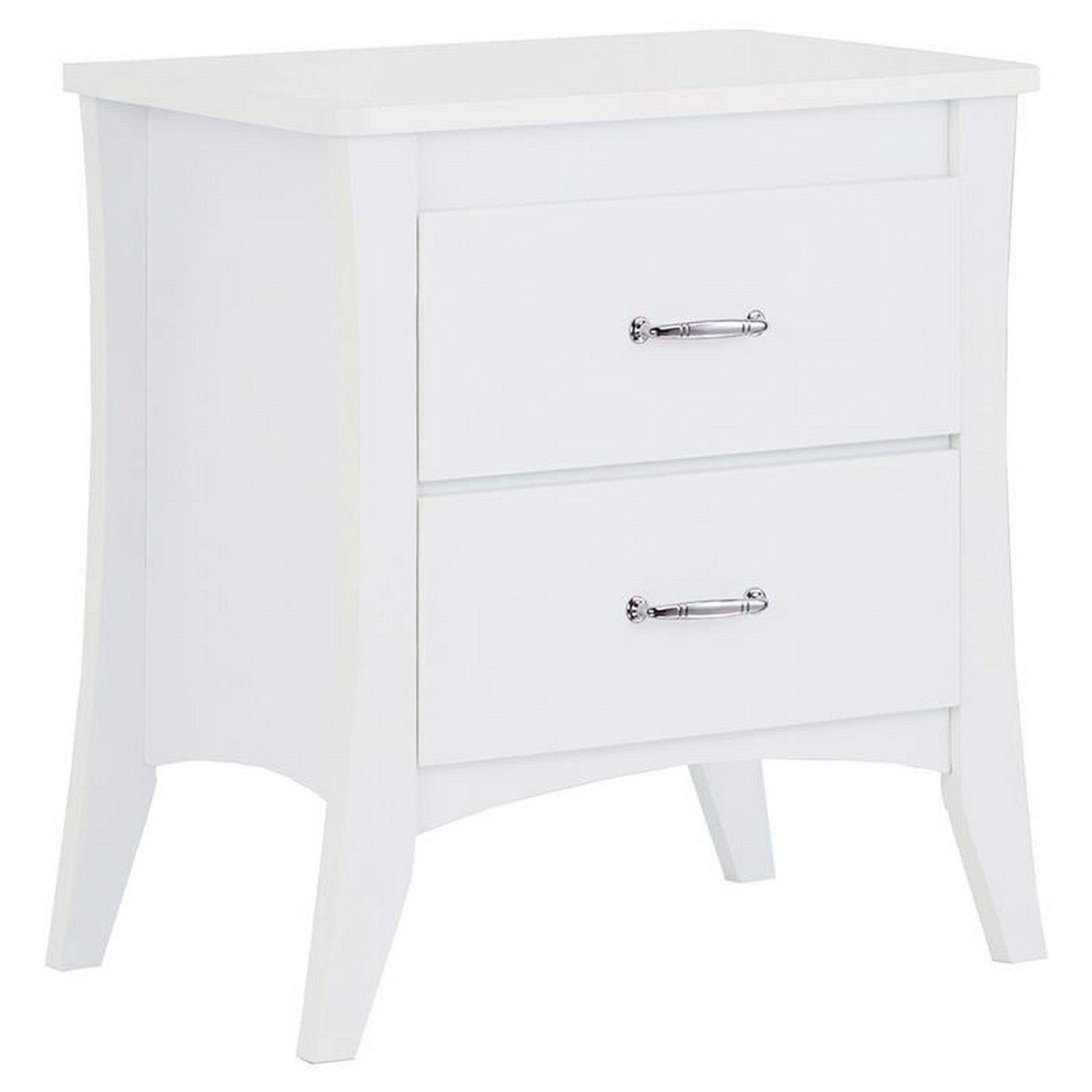 Contemporary Style 2 Drawers Wood  Nightstand By Babb, White