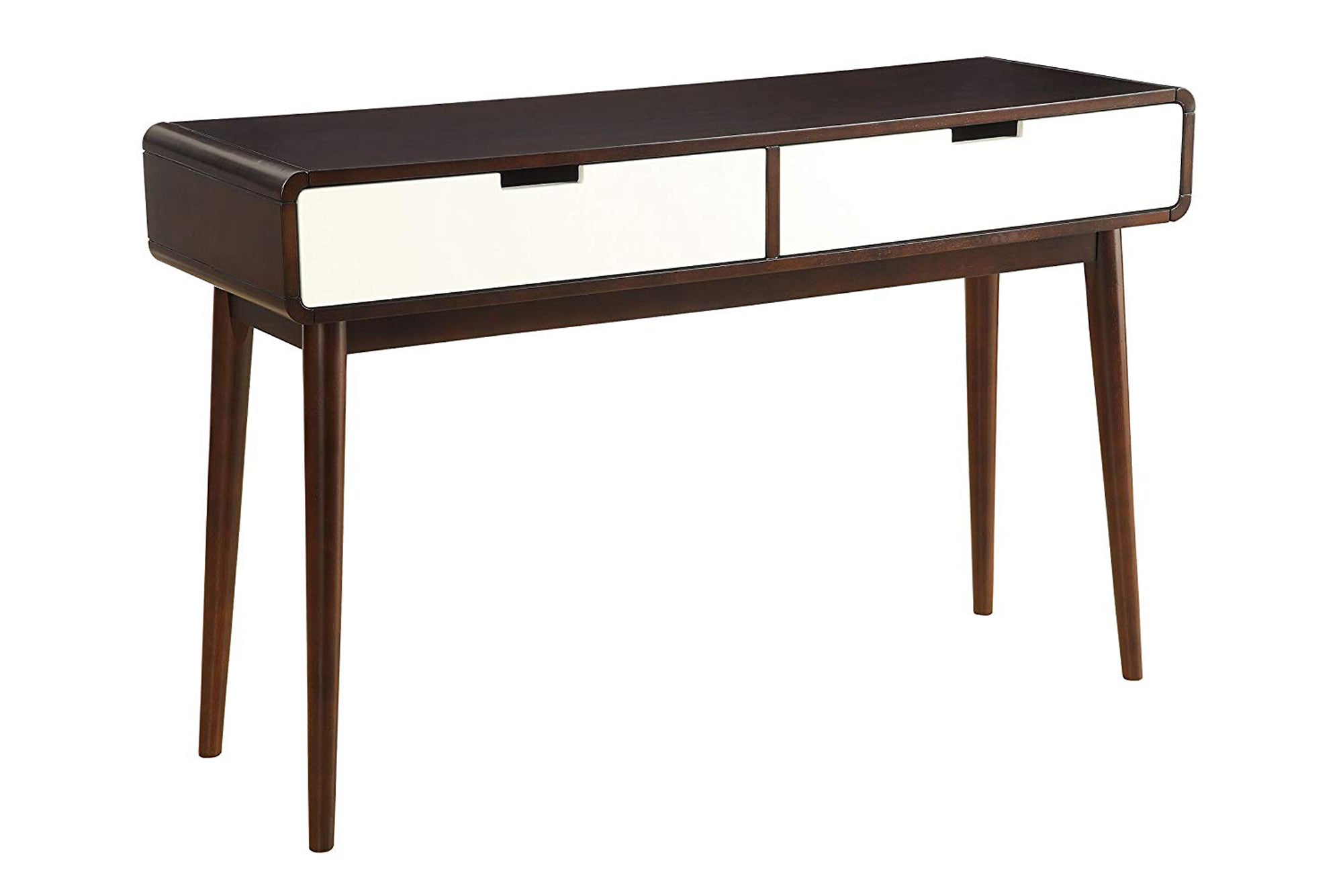 Beautiful Sofa Table With 2 Drawers, Espresso & White