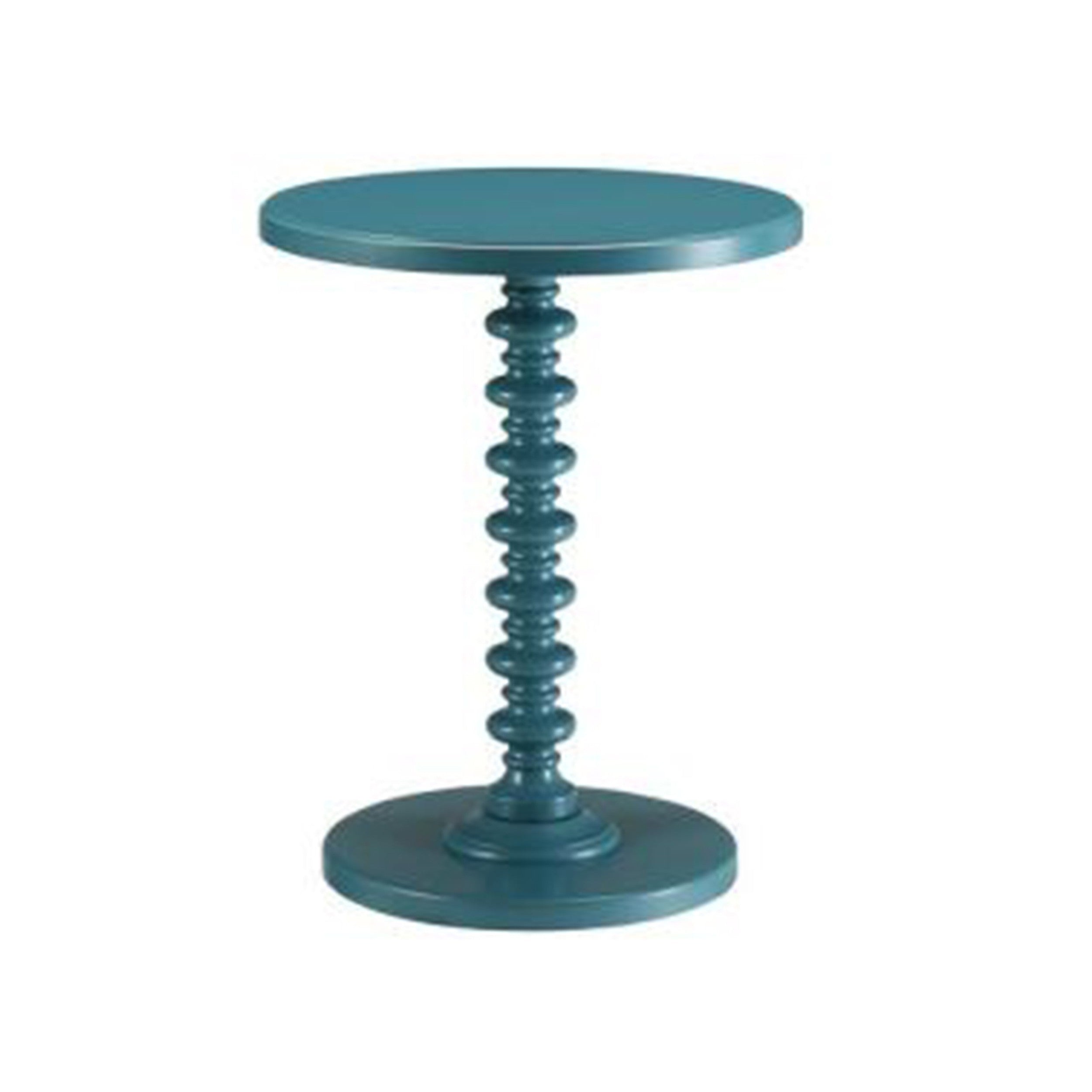Astonishing Side Table With Round Top, Teal Blue