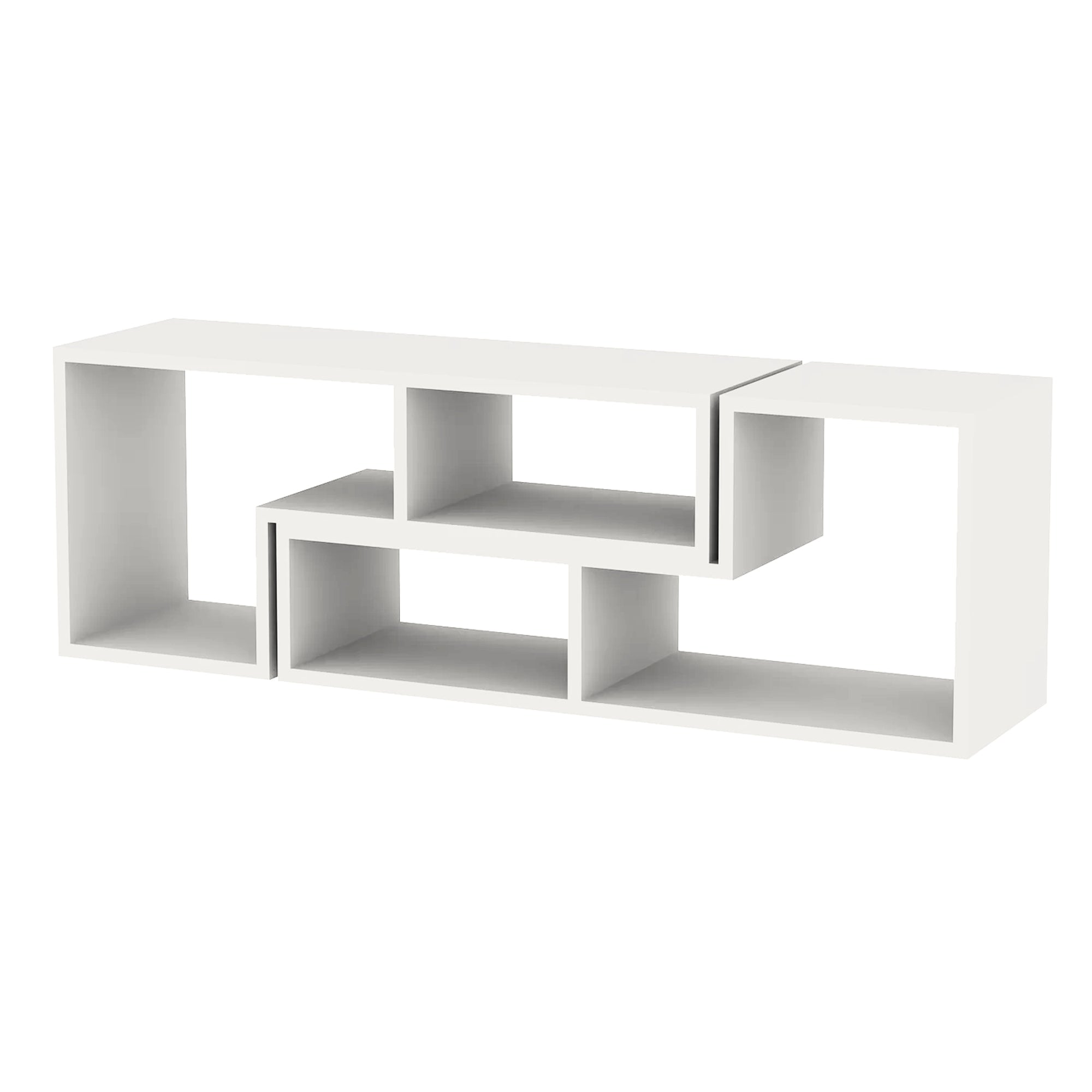 Hollow Core TV Console and Bookcase Combination, White