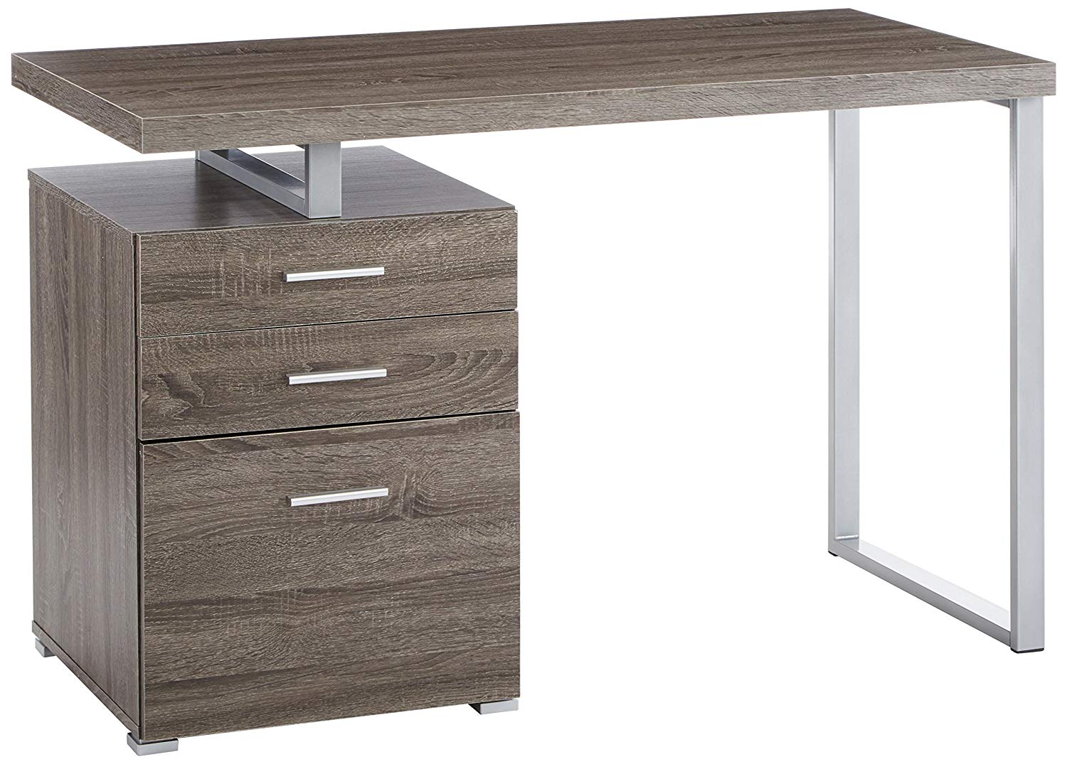 Modish Office Desk with File Drawer, Gray