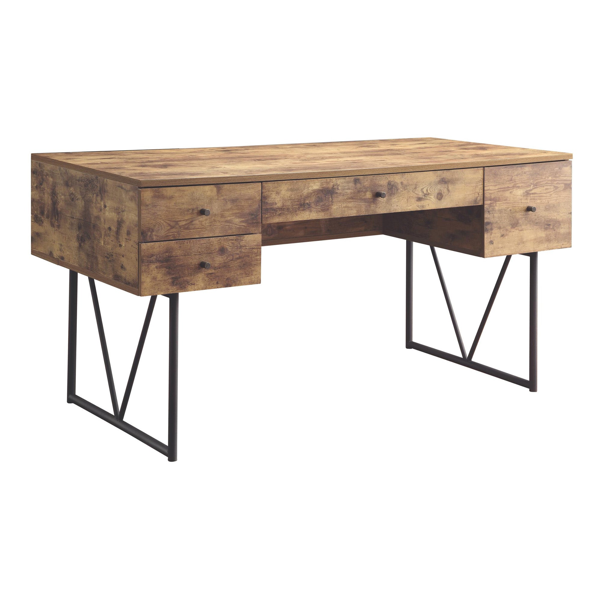Voguish Style Writing Desk With 4 Drawers, Brown