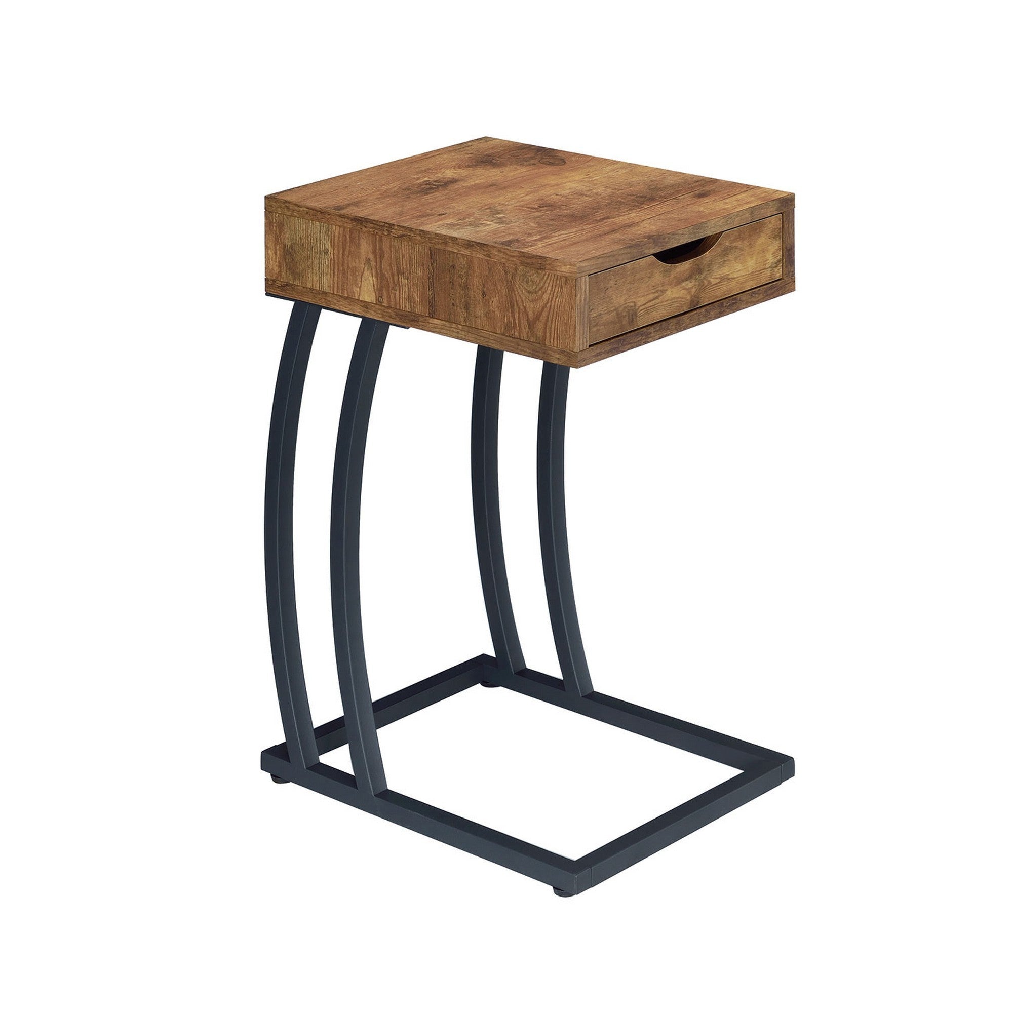 Antique Accent Table with Storage Drawer and Outlet, Brown