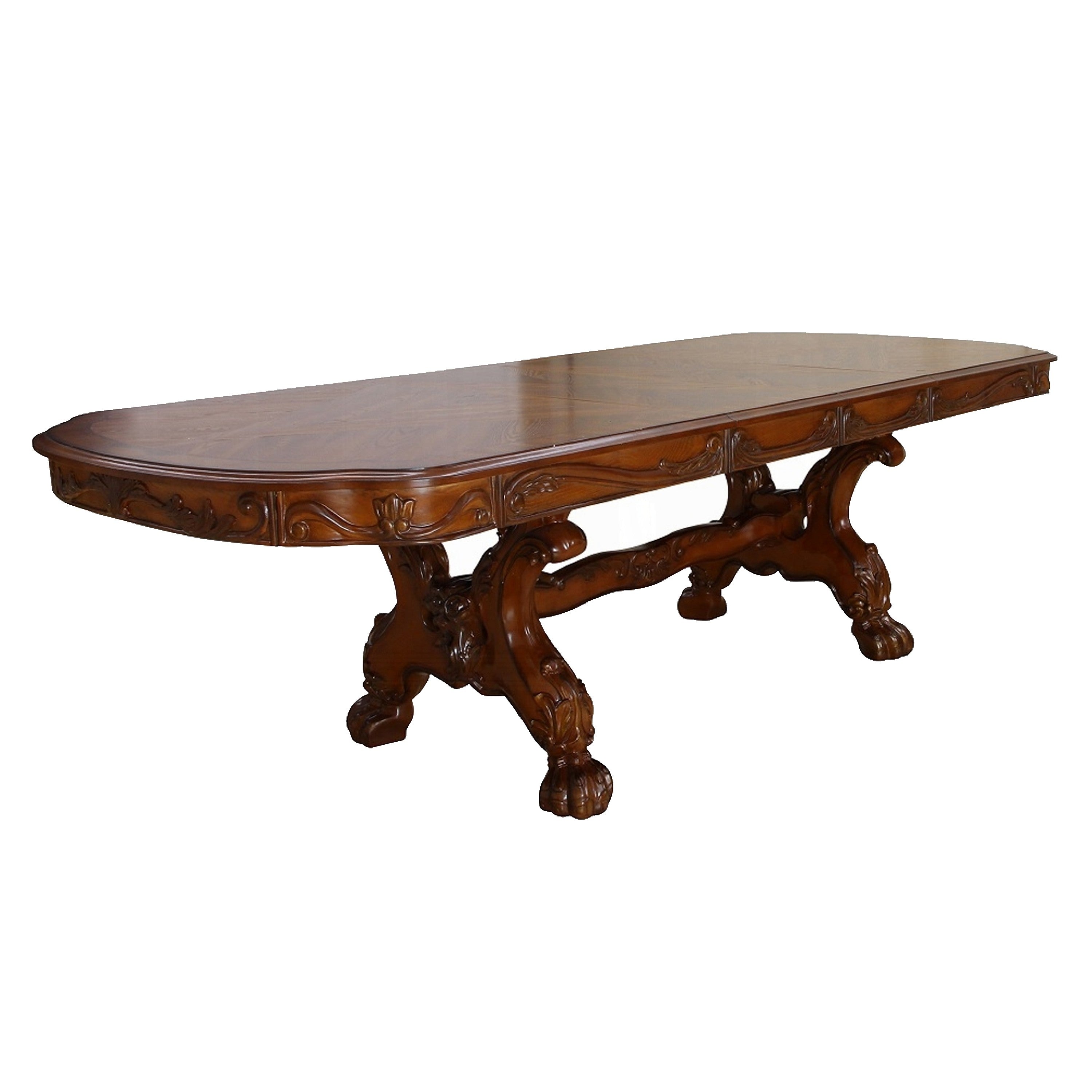 Dresden Dining Table With Two Encarved Pedestal, Cherry Oak