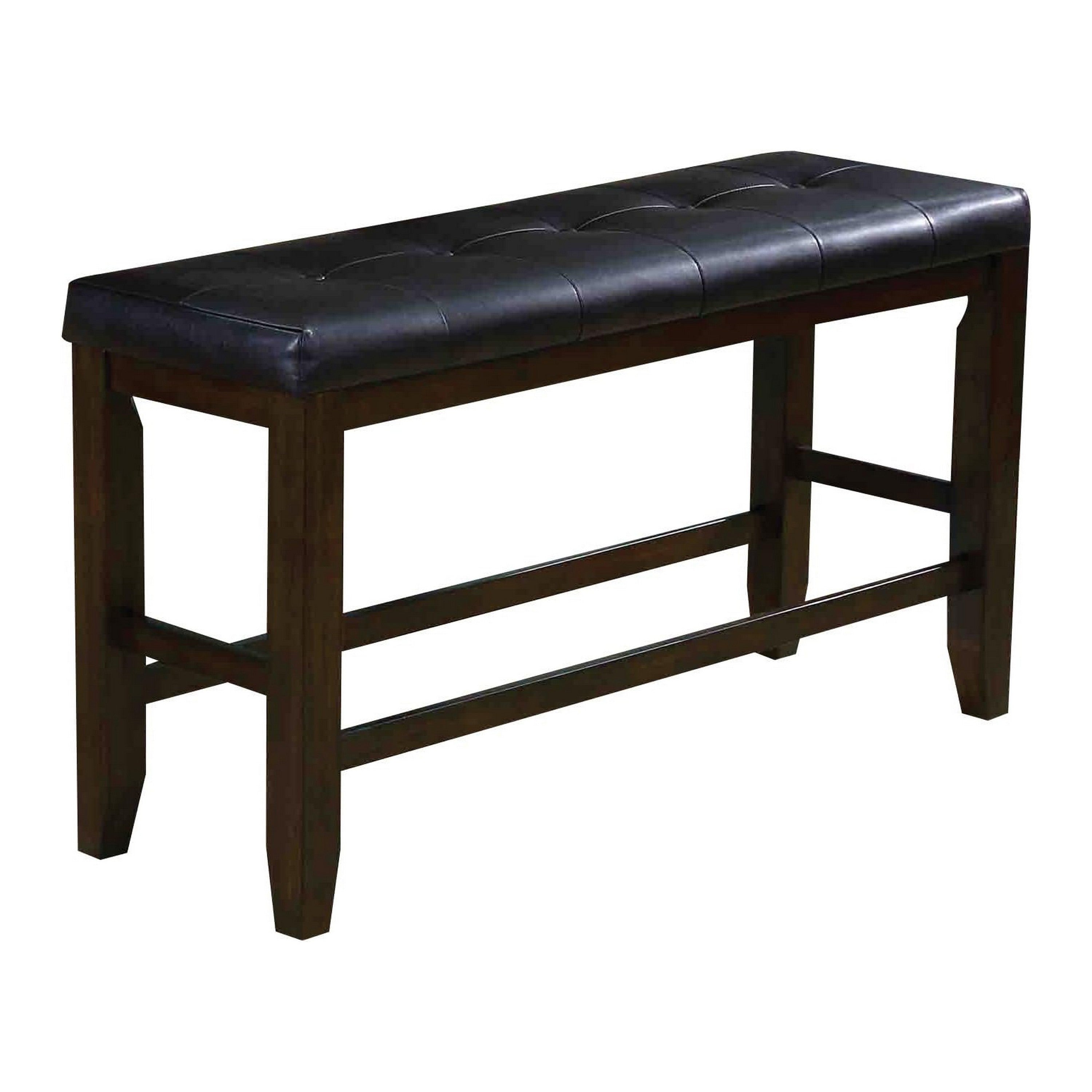 Comfy Wooden Counter Height Bench, Black & Espresso Brown