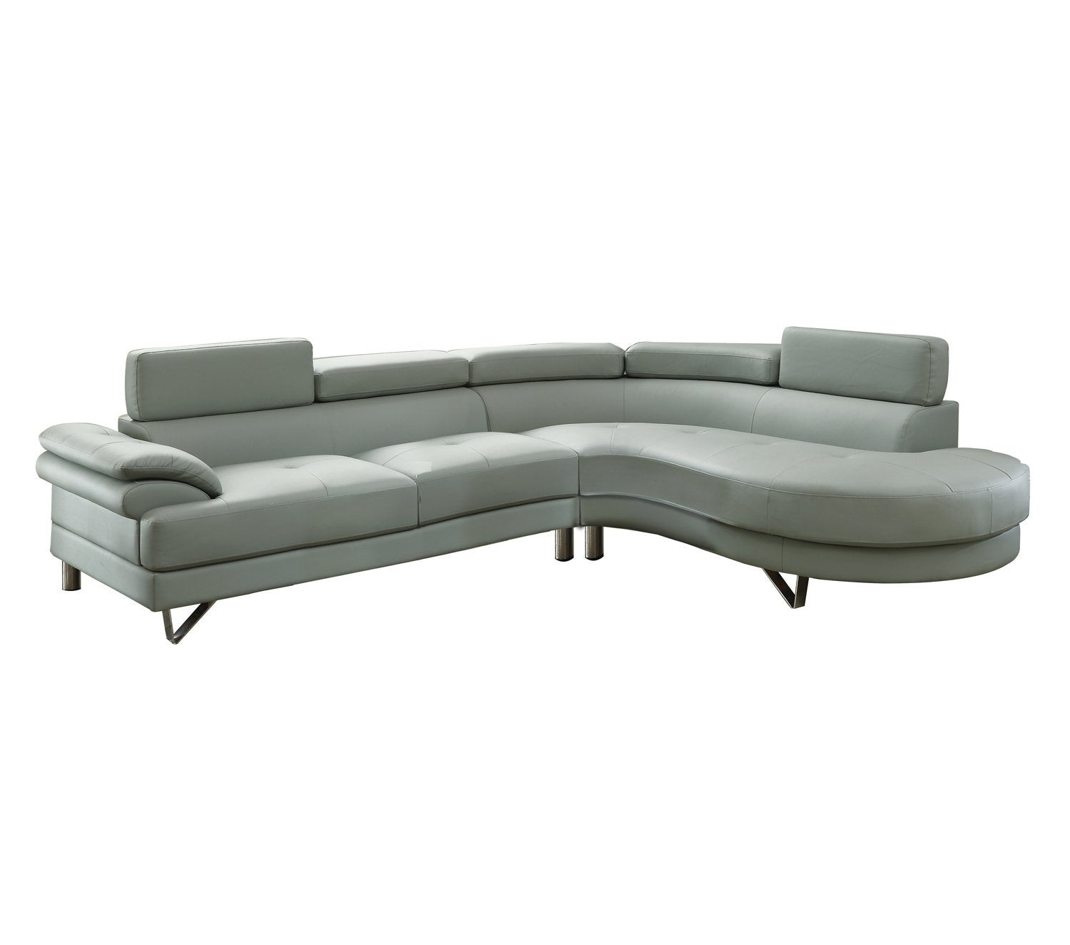 Faux Leather 2 Piece Sectional In Gray